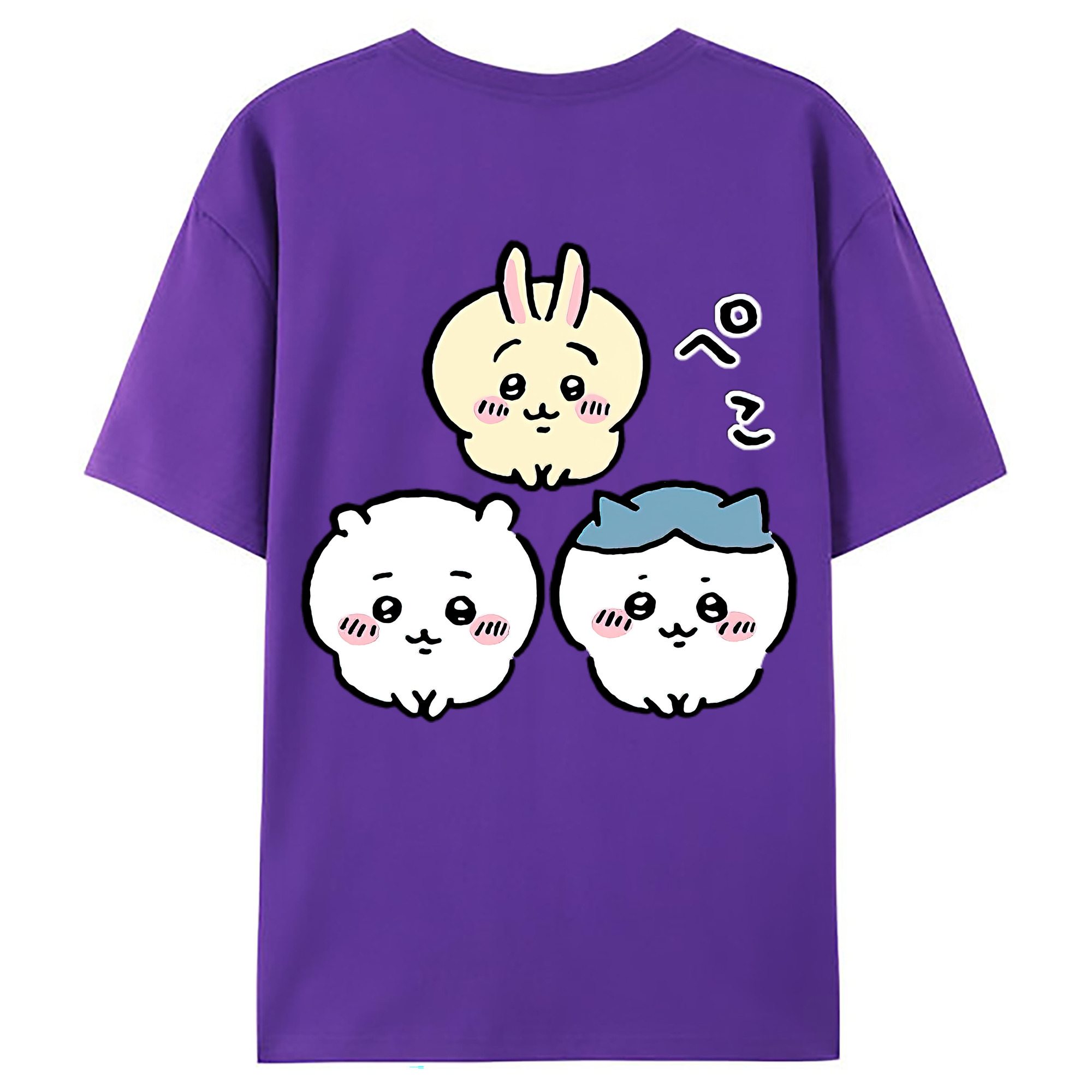 （画像用） ちいかわ うさぎ Chii-kawa usagi 綿100％ メンズ半袖Tシャツ（バックプリント） 通気性