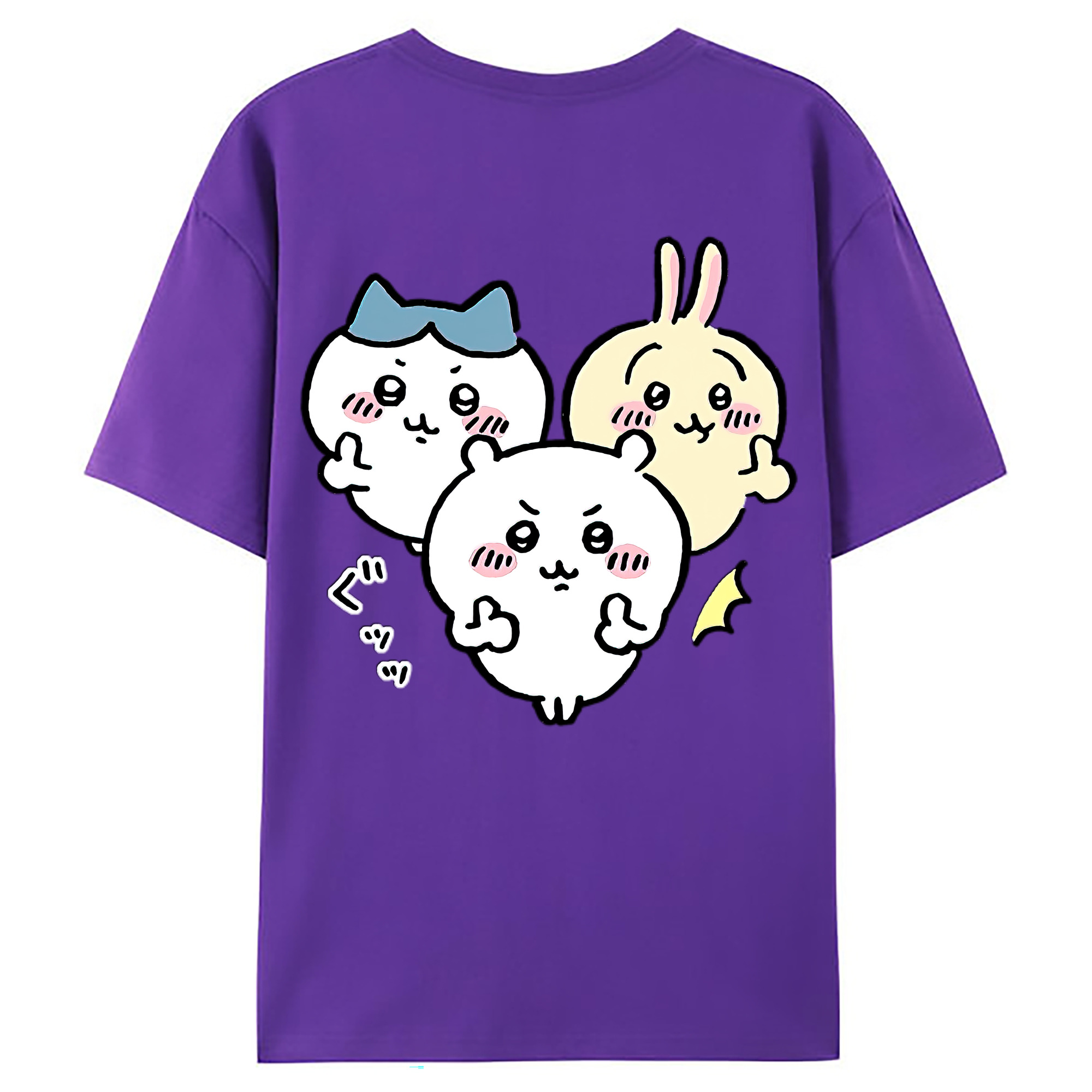 （画像用） ちいかわ うさぎ Chii-kawa usagi 綿100％ メンズ半袖Tシャツ（バックプリント） 通気性