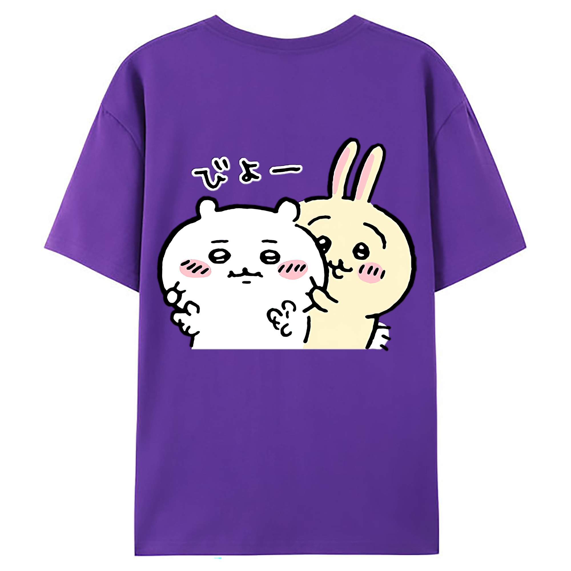 （画像用） ちいかわ うさぎ Chii-kawa usagi 綿100％ メンズ半袖Tシャツ（バックプリント） 通気性