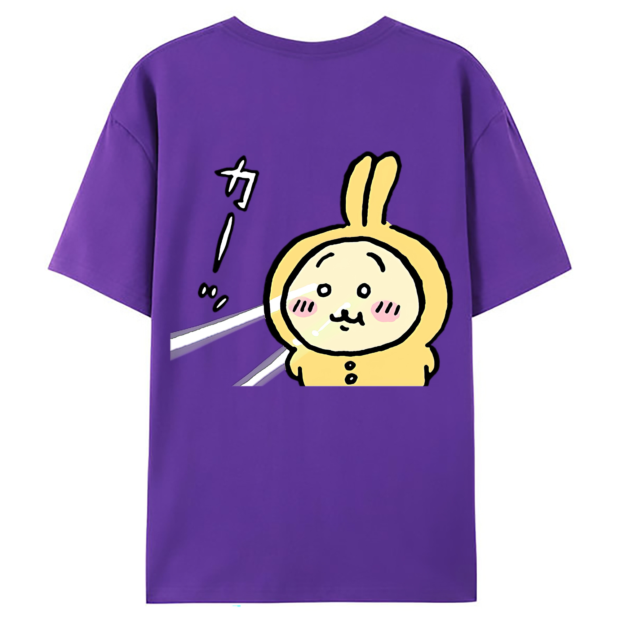 （画像用） ちいかわ うさぎ Chii-kawa usagi 綿100％ メンズ半袖Tシャツ（バックプリント） 通気性