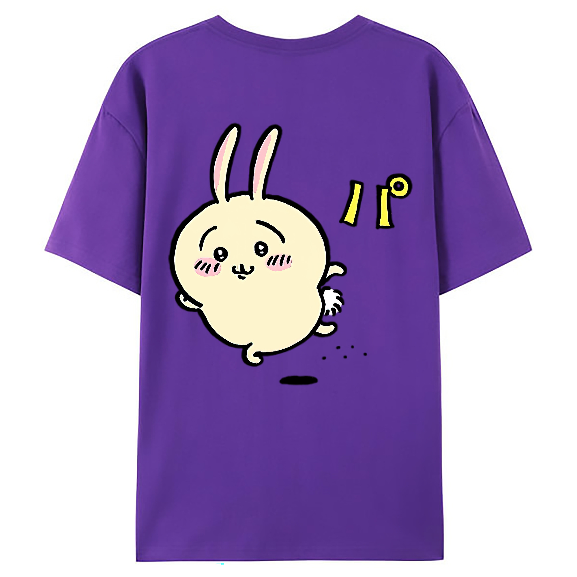 （画像用） ちいかわ うさぎ Chii-kawa usagi 綿100％ メンズ半袖Tシャツ（バックプリント） 通気性