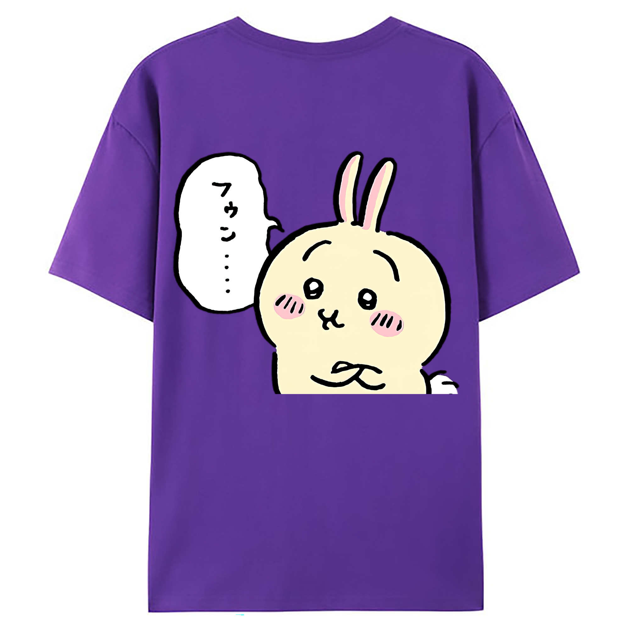 （画像用） ちいかわ うさぎ Chii-kawa usagi 綿100％ メンズ半袖Tシャツ（バックプリント） 通気性