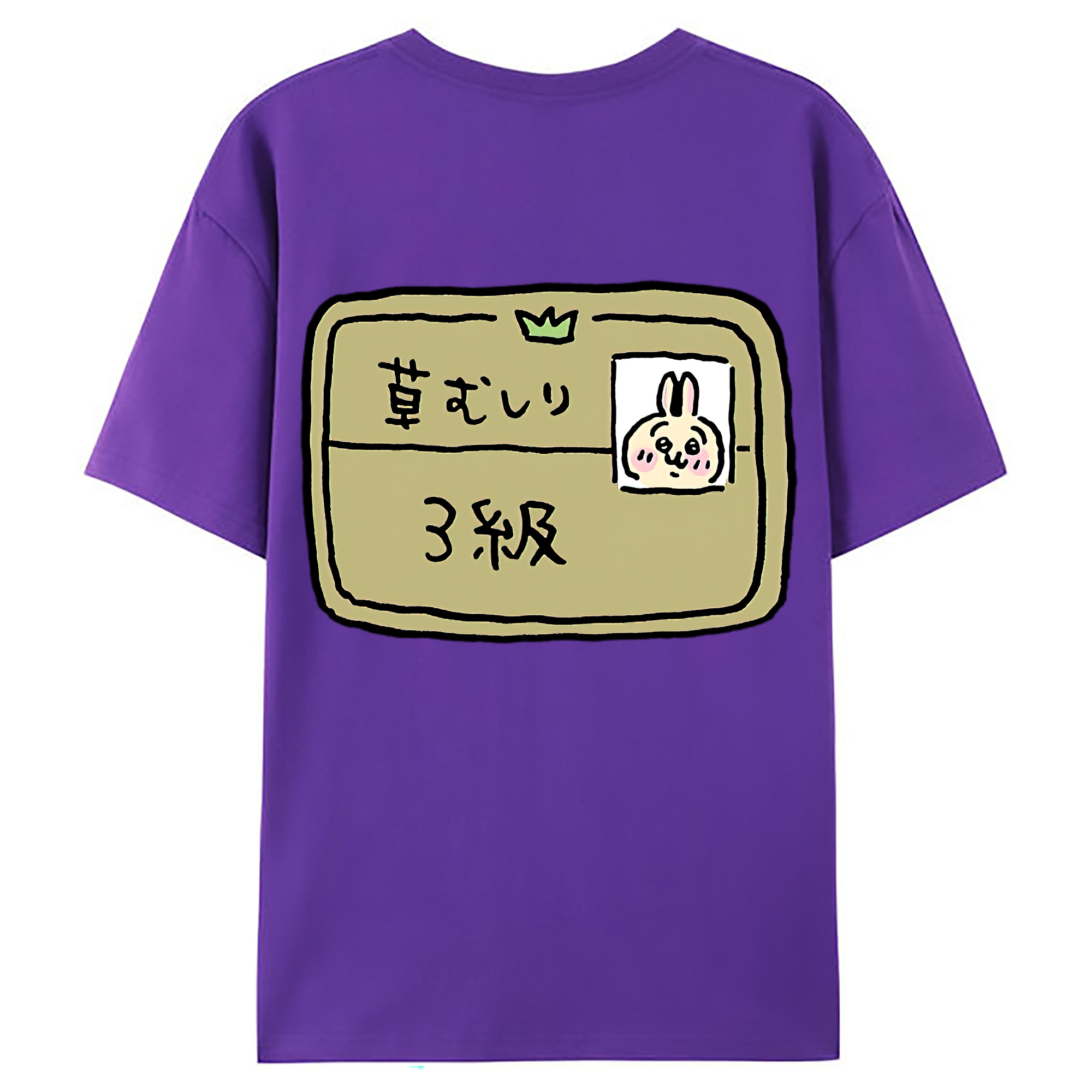 （画像用） ちいかわ うさぎ Chii-kawa usagi 綿100％ メンズ半袖Tシャツ（バックプリント） 通気性