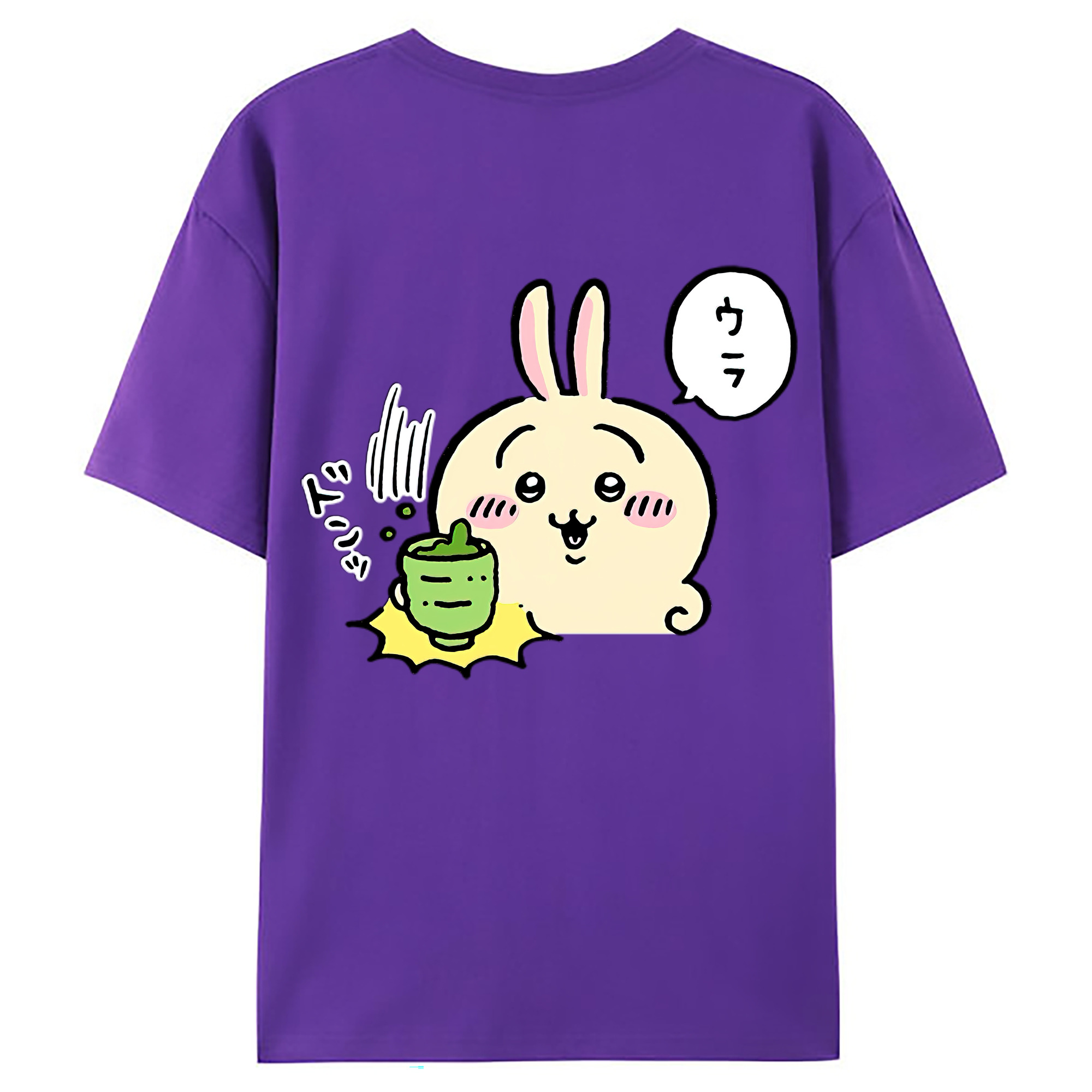 （画像用） ちいかわ うさぎ Chii-kawa usagi 綿100％ メンズ半袖Tシャツ（バックプリント） 通気性