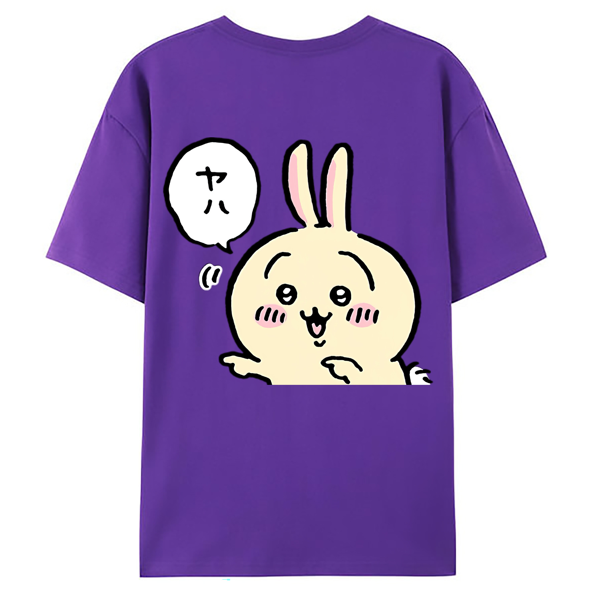 （画像用） ちいかわ うさぎ Chii-kawa usagi 綿100％ メンズ半袖Tシャツ（バックプリント） 通気性