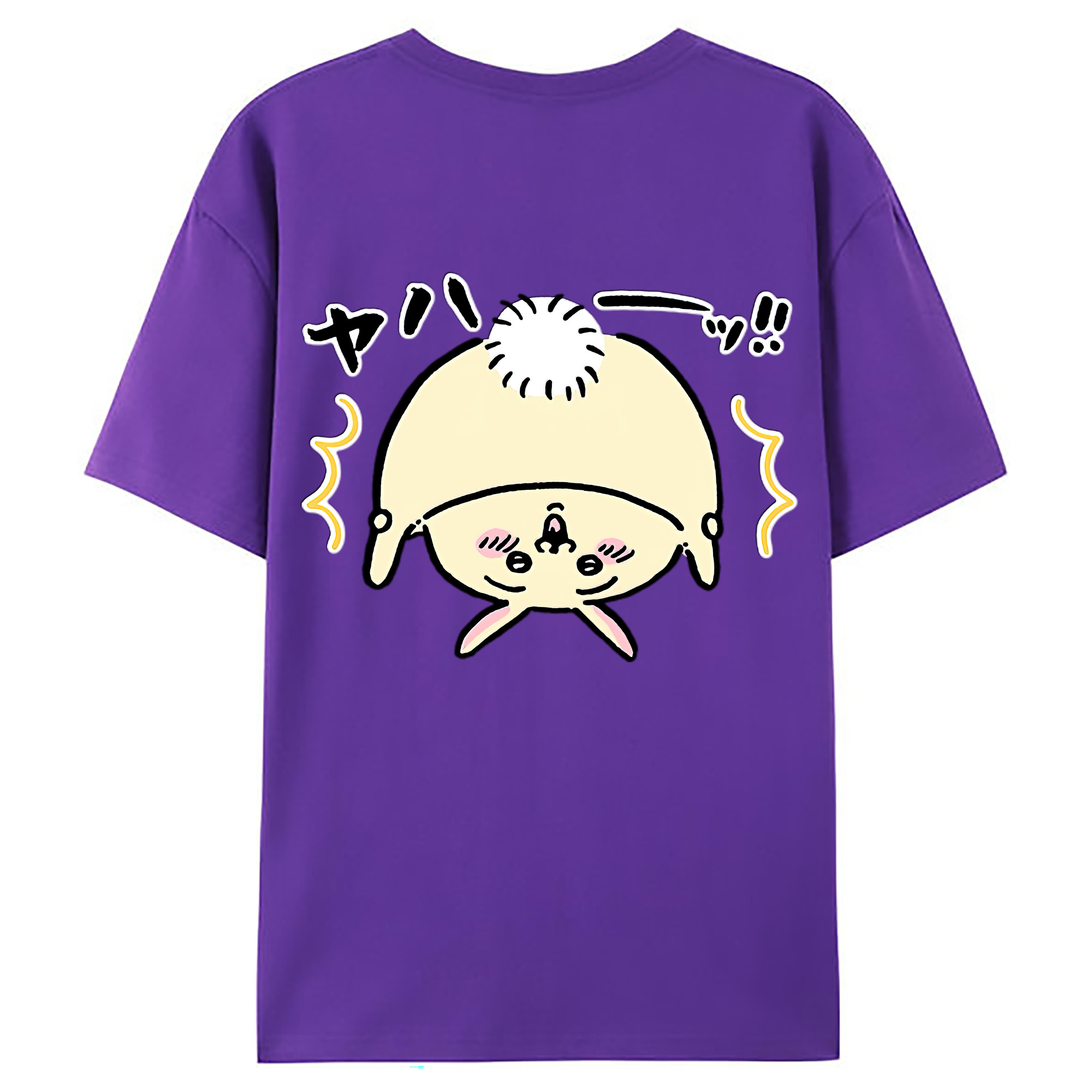 （画像用） ちいかわ うさぎ Chii-kawa usagi 綿100％ メンズ半袖Tシャツ（バックプリント） 通気性