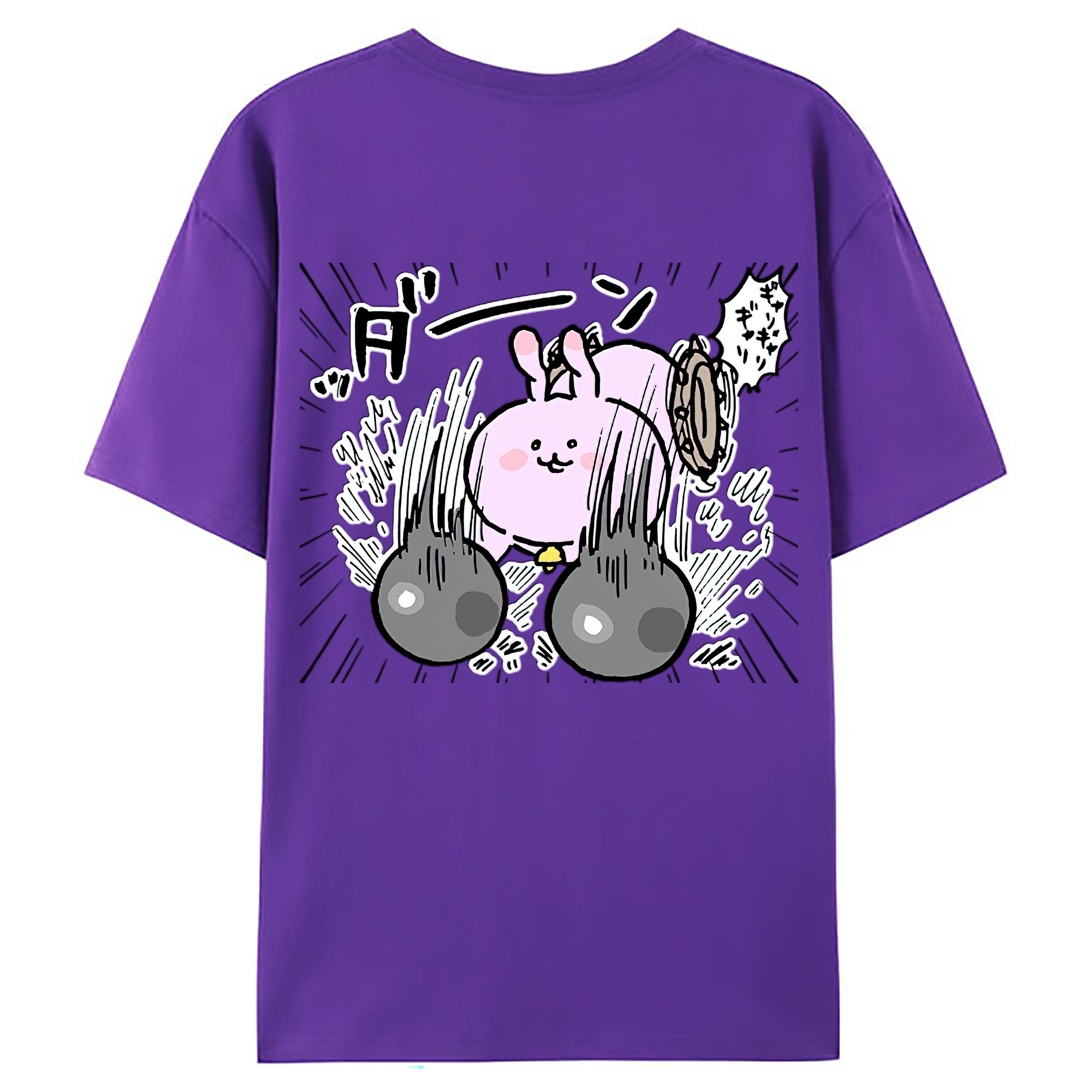 （画像用） ちいかわ うさぎ Chii-kawa usagi 綿100％ メンズ半袖Tシャツ（バックプリント） 通気性