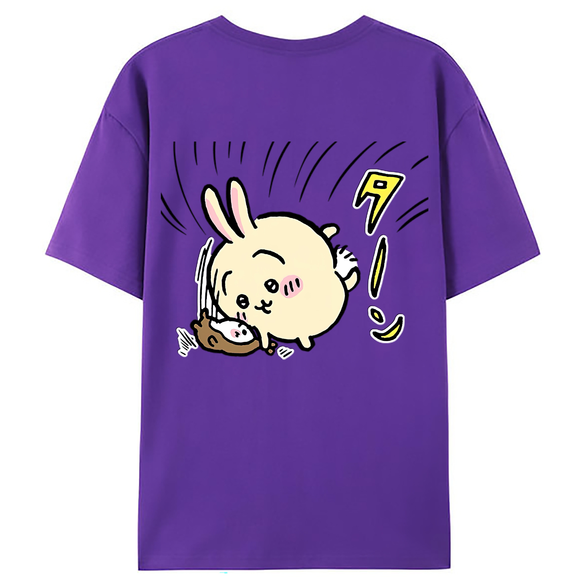 （画像用） ちいかわ うさぎ Chii-kawa usagi 綿100％ メンズ半袖Tシャツ（バックプリント） 通気性