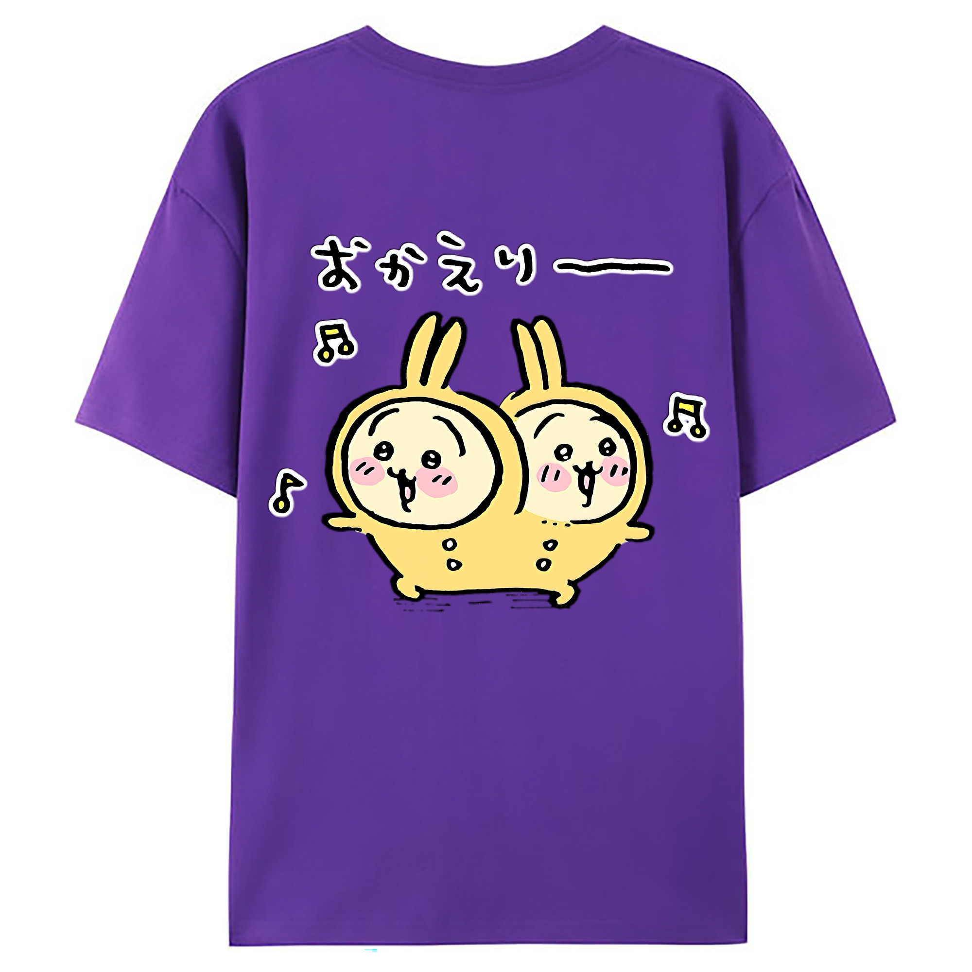 （画像用） ちいかわ うさぎ Chii-kawa usagi 綿100％ メンズ半袖Tシャツ（バックプリント） 通気性
