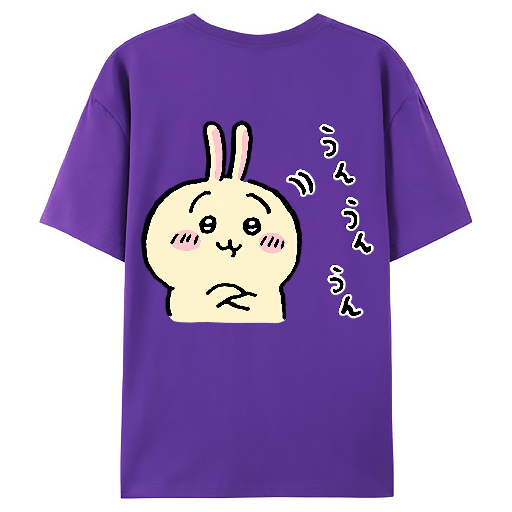 （画像用） ちいかわ うさぎ Chii-kawa usagi 綿100％ メンズ半袖Tシャツ（バックプリント） 通気性