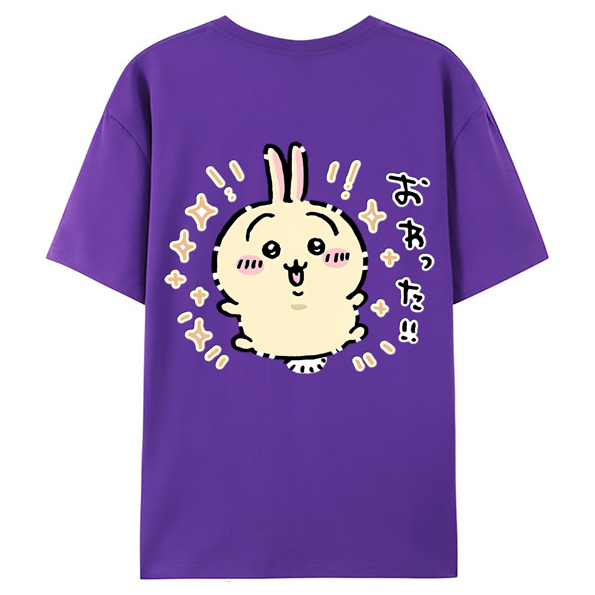 （画像用） ちいかわ うさぎ Chii-kawa usagi 綿100％ メンズ半袖Tシャツ（バックプリント） 通気性