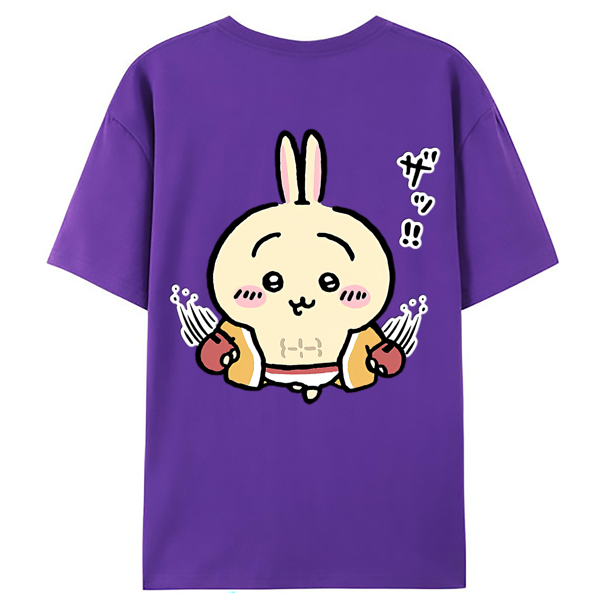（画像用） ちいかわ うさぎ Chii-kawa usagi 綿100％ メンズ半袖Tシャツ（バックプリント） 通気性