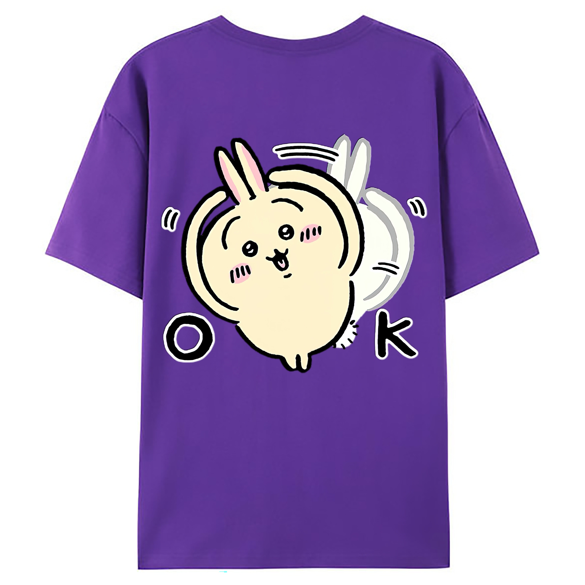 （画像用） ちいかわ うさぎ Chii-kawa usagi 綿100％ メンズ半袖Tシャツ（バックプリント） 通気性
