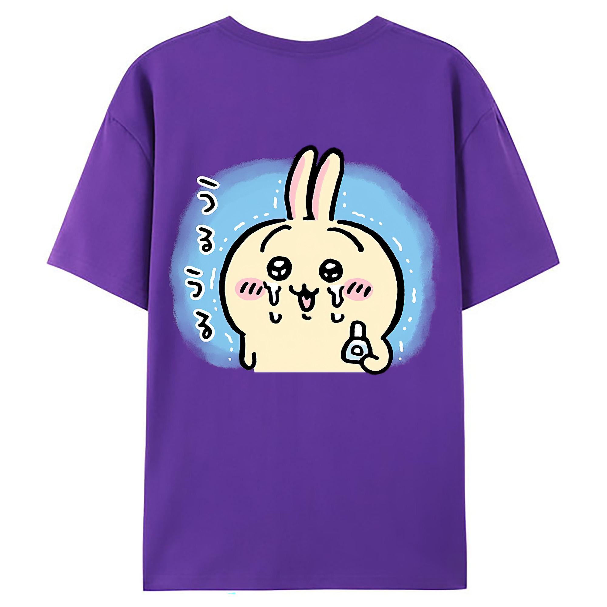 （画像用） ちいかわ うさぎ Chii-kawa usagi 綿100％ メンズ半袖Tシャツ（バックプリント） 通気性