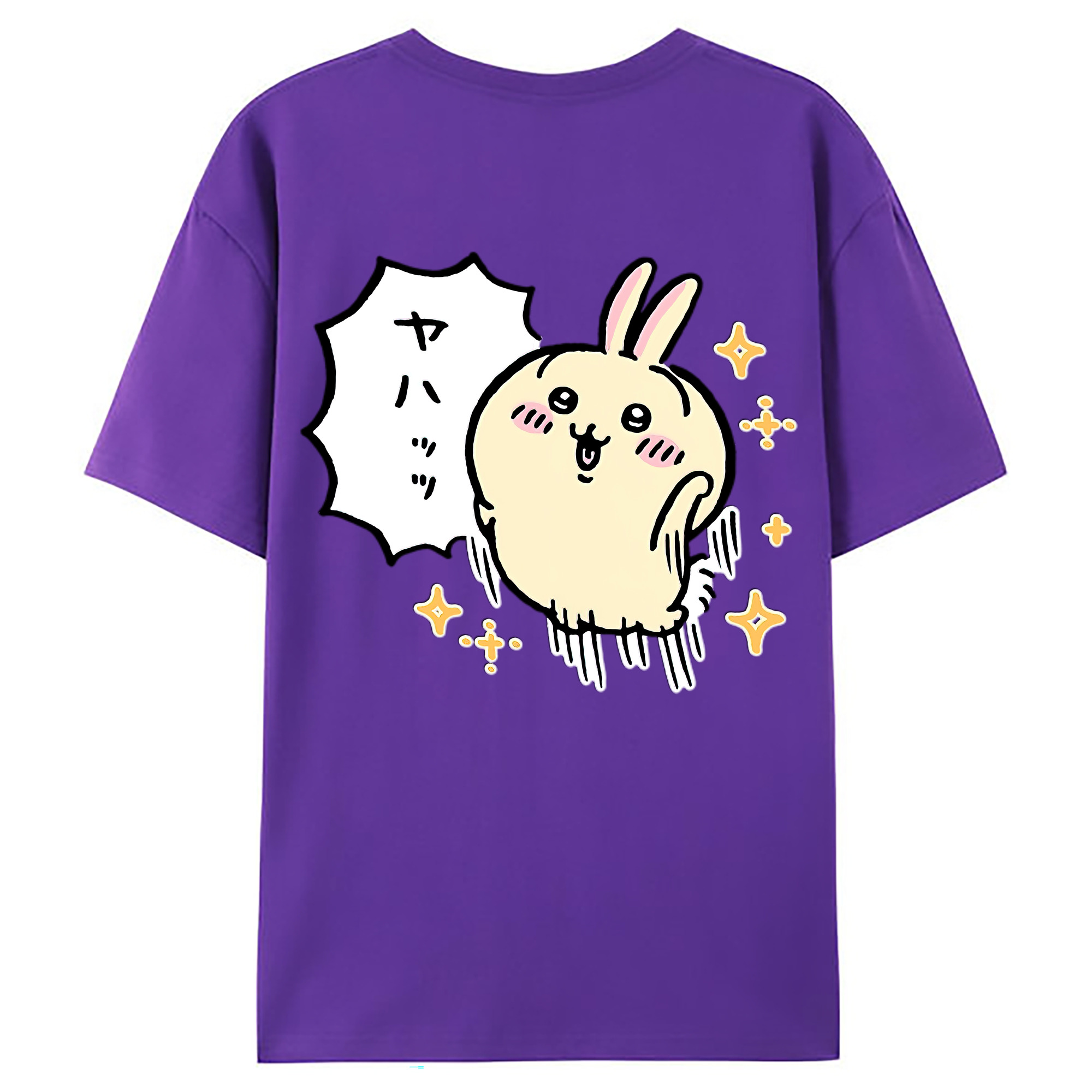 （画像用） ちいかわ うさぎ Chii-kawa usagi 綿100％ メンズ半袖Tシャツ（バックプリント） 通気性