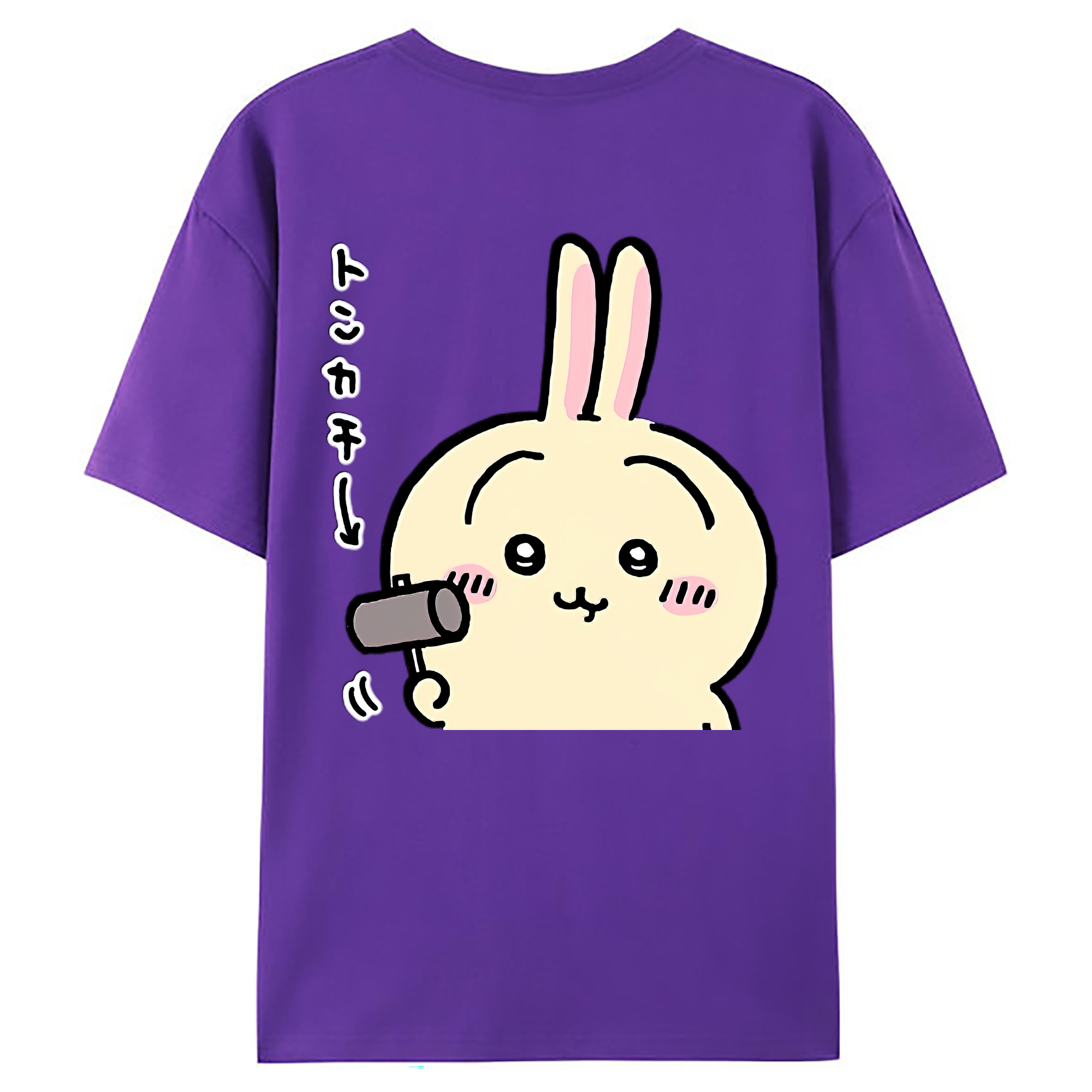 （画像用） ちいかわ うさぎ Chii-kawa usagi 綿100％ メンズ半袖Tシャツ（バックプリント） 通気性