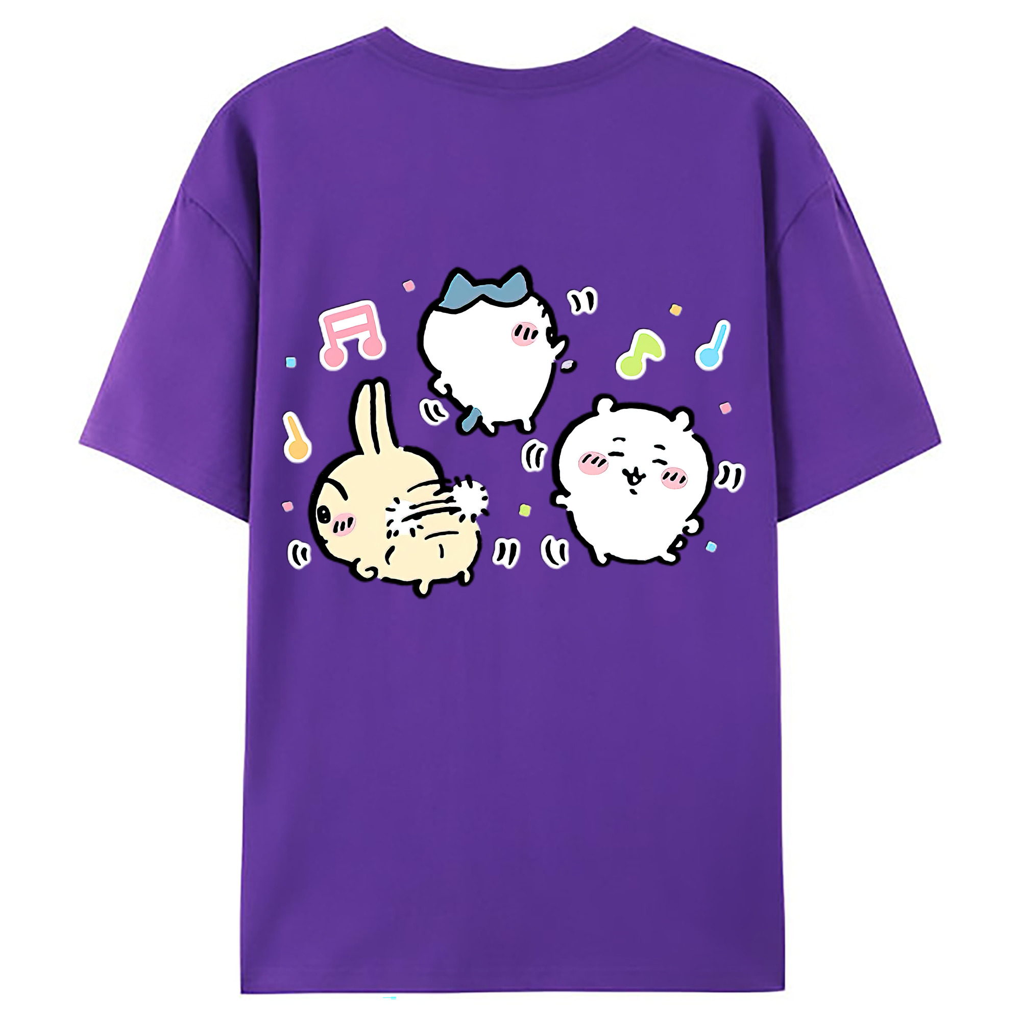 （画像用） ちいかわ うさぎ Chii-kawa usagi 綿100％ メンズ半袖Tシャツ（バックプリント） 通気性
