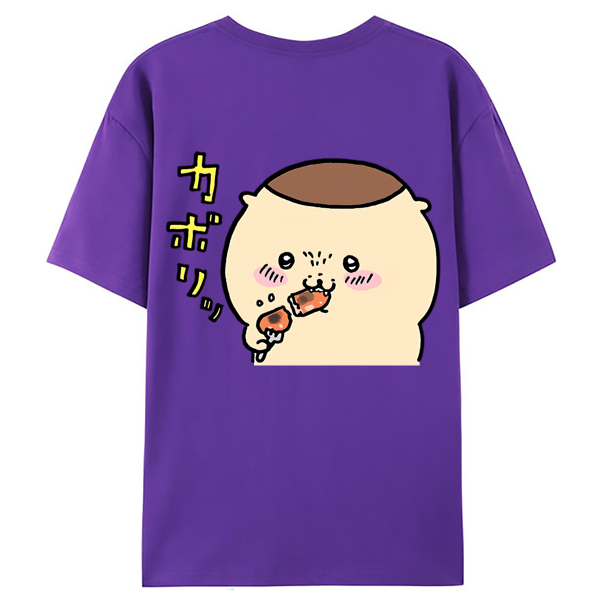 （画像用） ちいかわ くりまんじゅう Chii-kawa kuri manjū 綿100％ メンズ半袖Tシャツ（バックプリント） 通気性