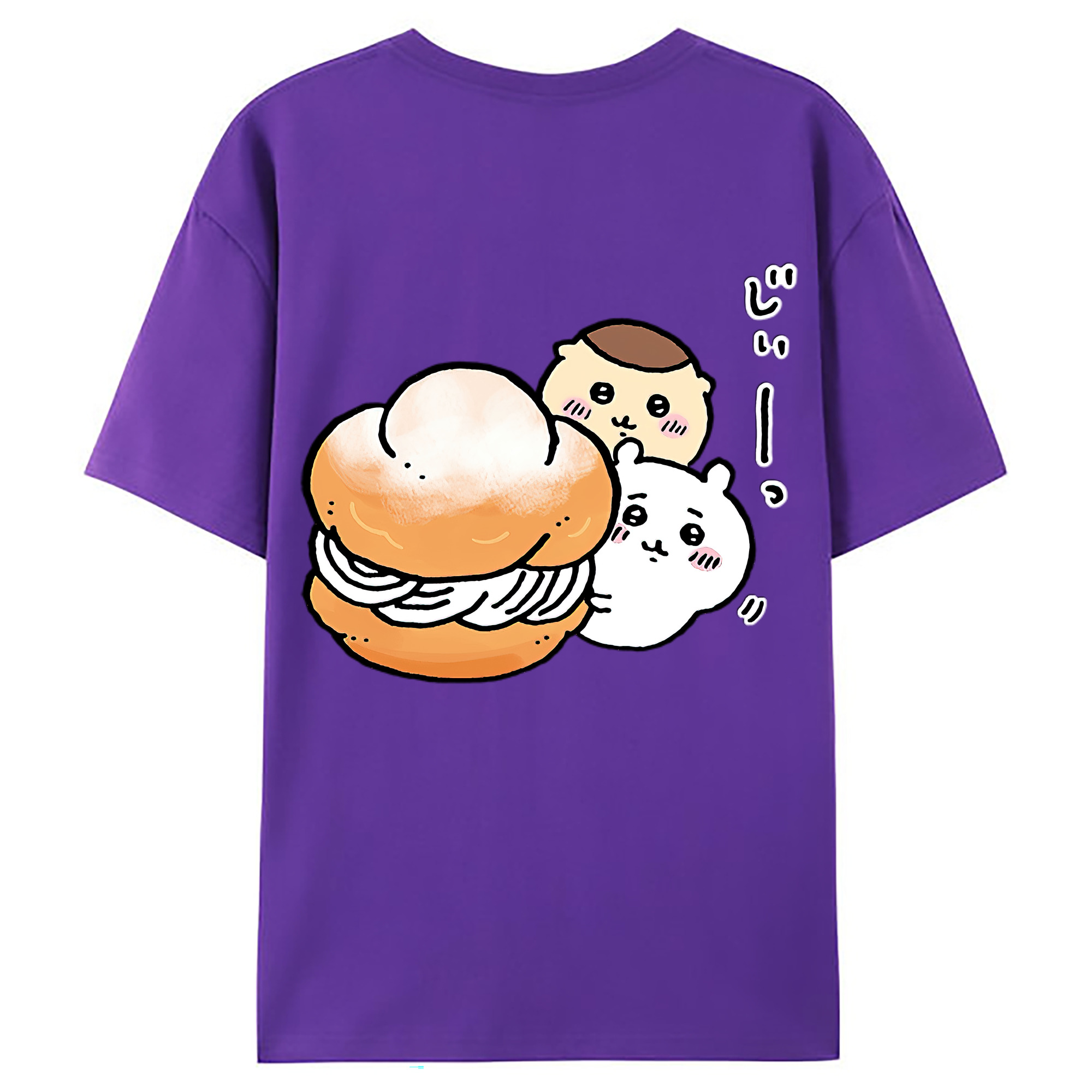 （画像用） ちいかわ くりまんじゅう Chii-kawa kuri manjū 綿100％ メンズ半袖Tシャツ（バックプリント） 通気性