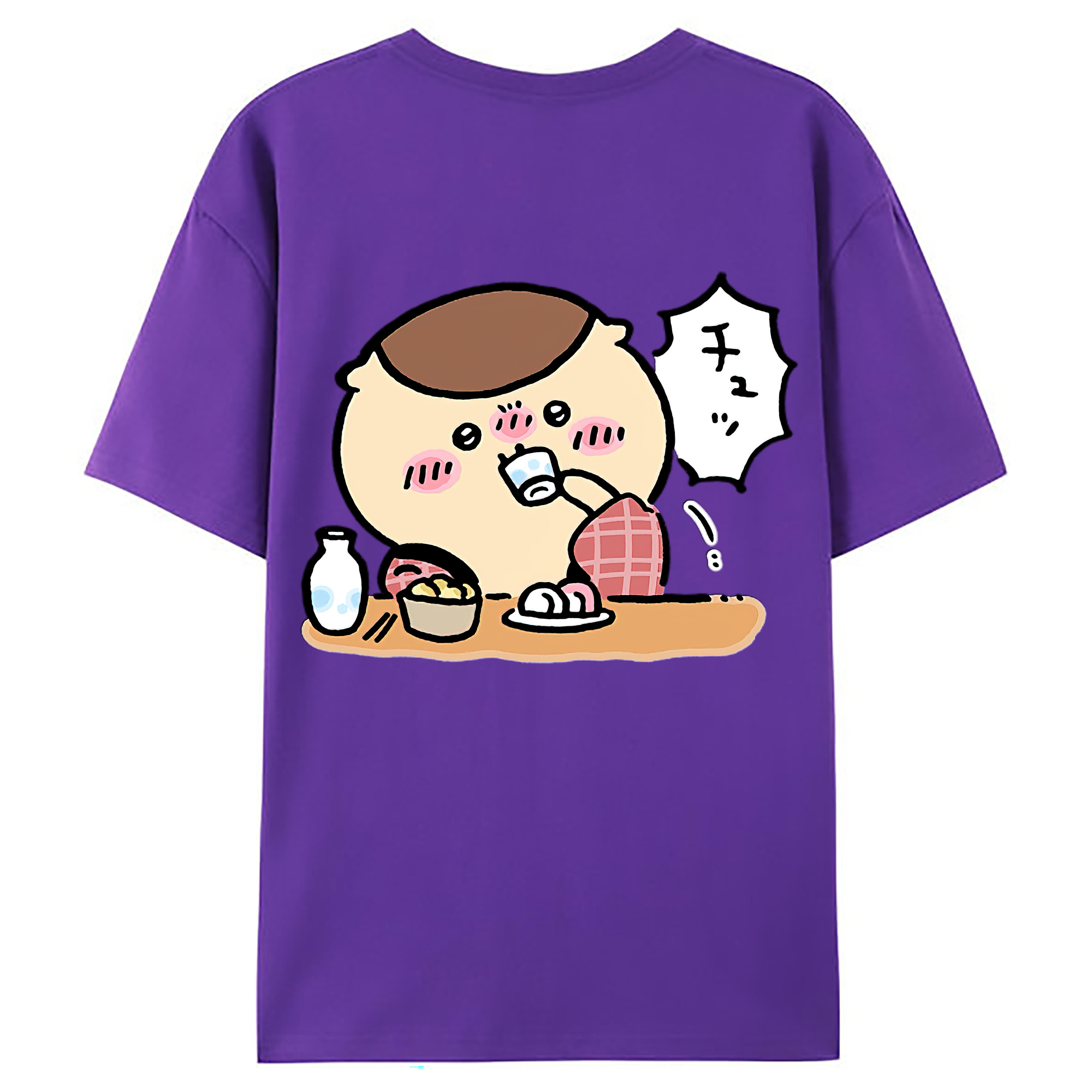 （画像用） ちいかわ くりまんじゅう Chii-kawa kuri manjū 綿100％ メンズ半袖Tシャツ（バックプリント） 通気性