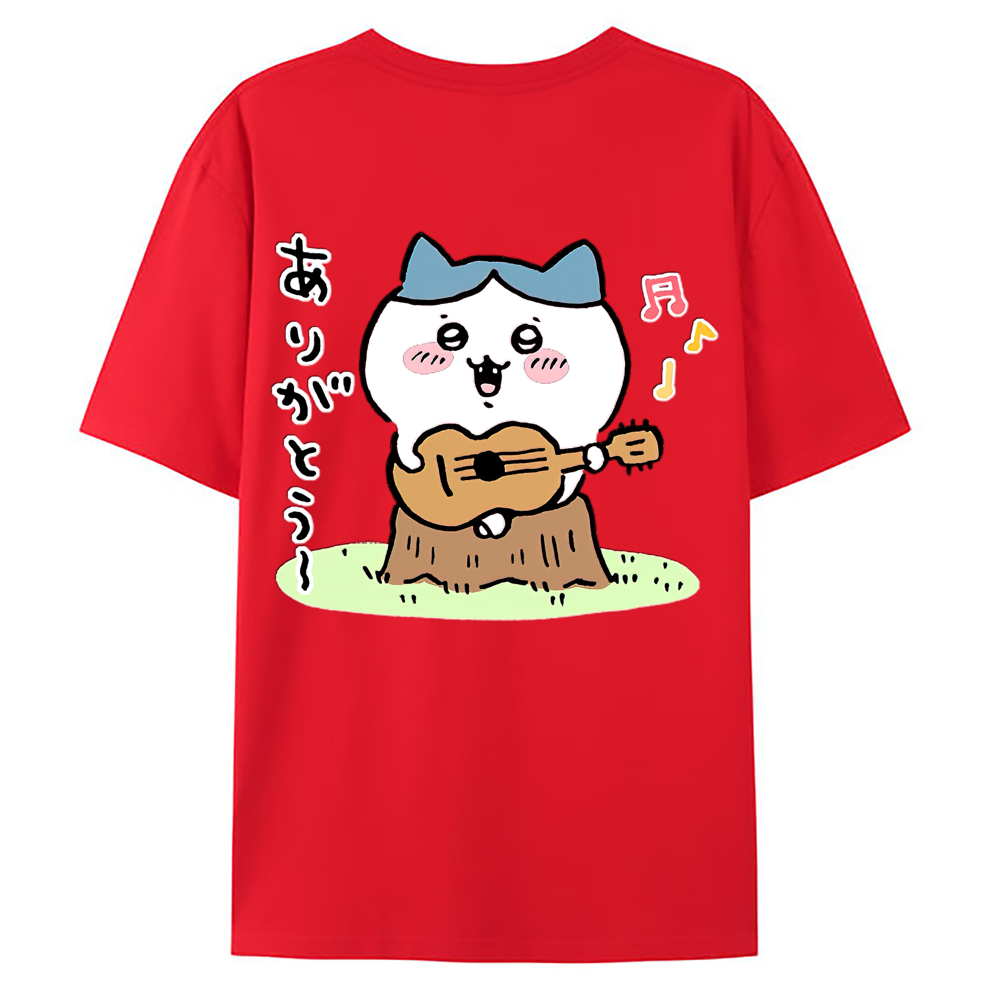 （画像用） ちいかわ ハチワレ Chii-kawa hachiware 綿100％ メンズ半袖Tシャツ（バックプリント） 通気性