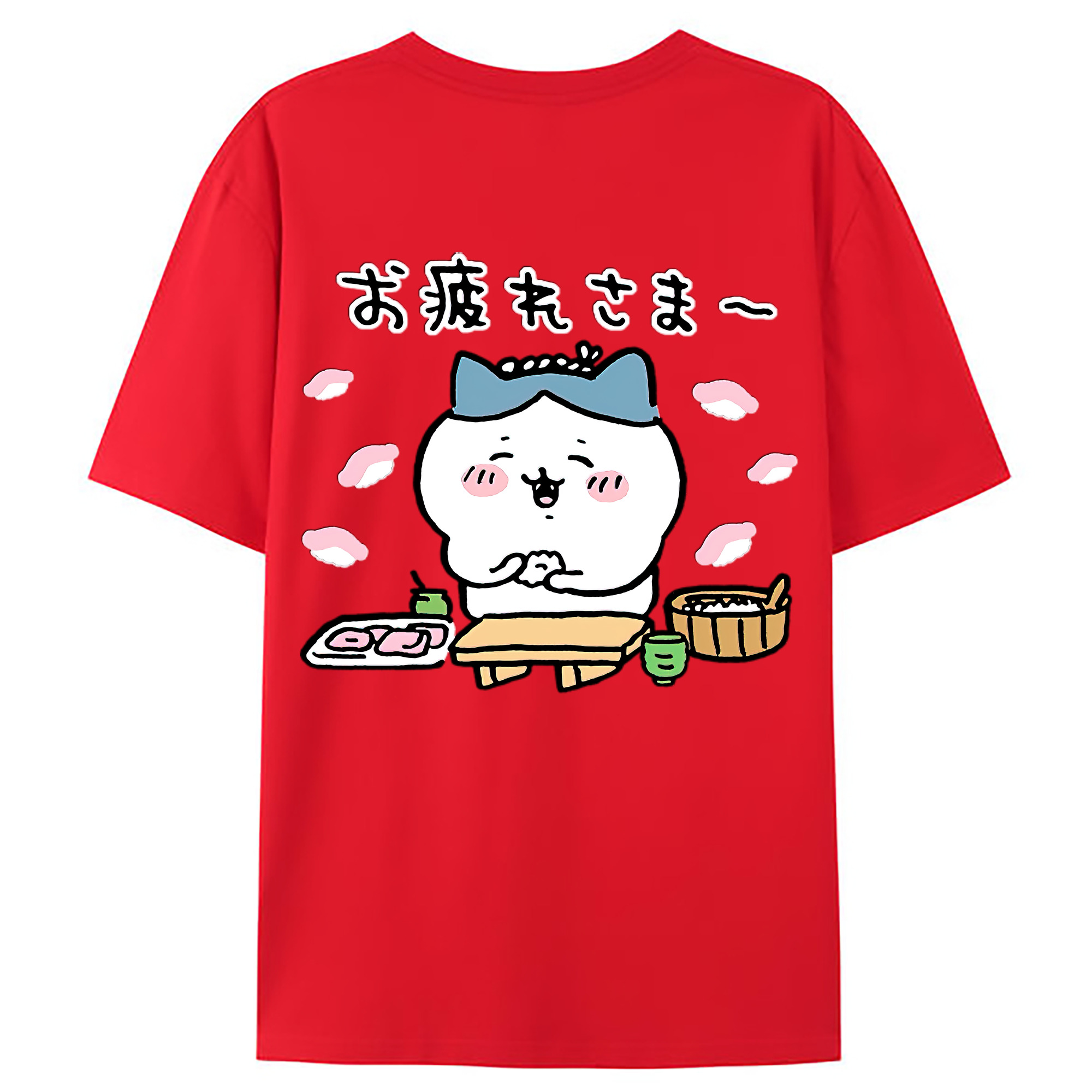 （画像用） ちいかわ ハチワレ Chii-kawa hachiware 綿100％ メンズ半袖Tシャツ（バックプリント） 通気性