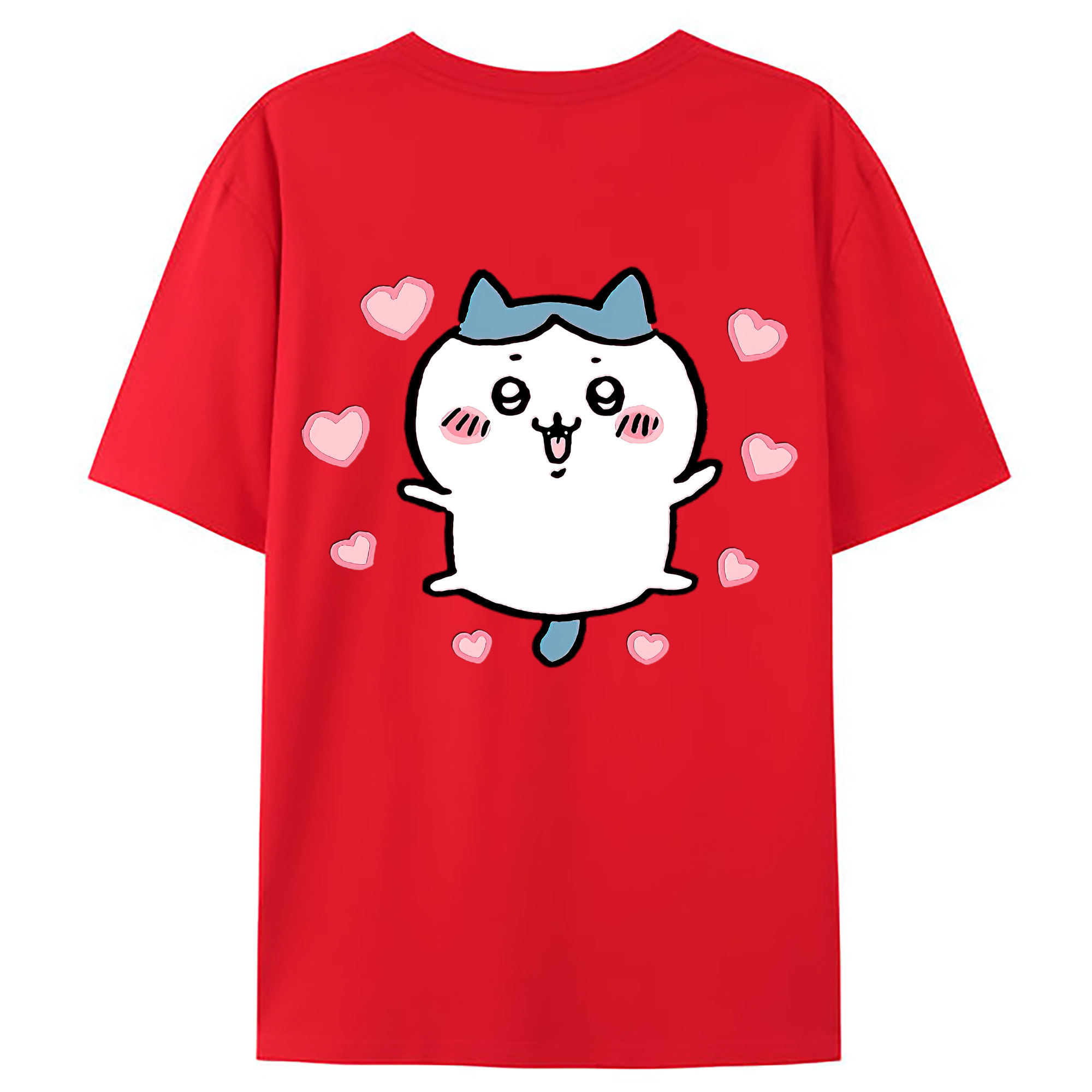 （画像用） ちいかわ ハチワレ Chii-kawa hachiware 綿100％ メンズ半袖Tシャツ（バックプリント） 通気性