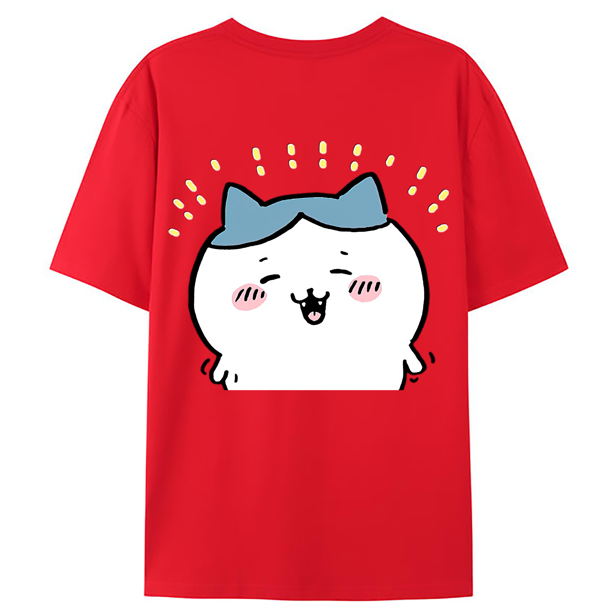 （画像用） ちいかわ ハチワレ Chii-kawa hachiware 綿100％ メンズ半袖Tシャツ（バックプリント） 通気性