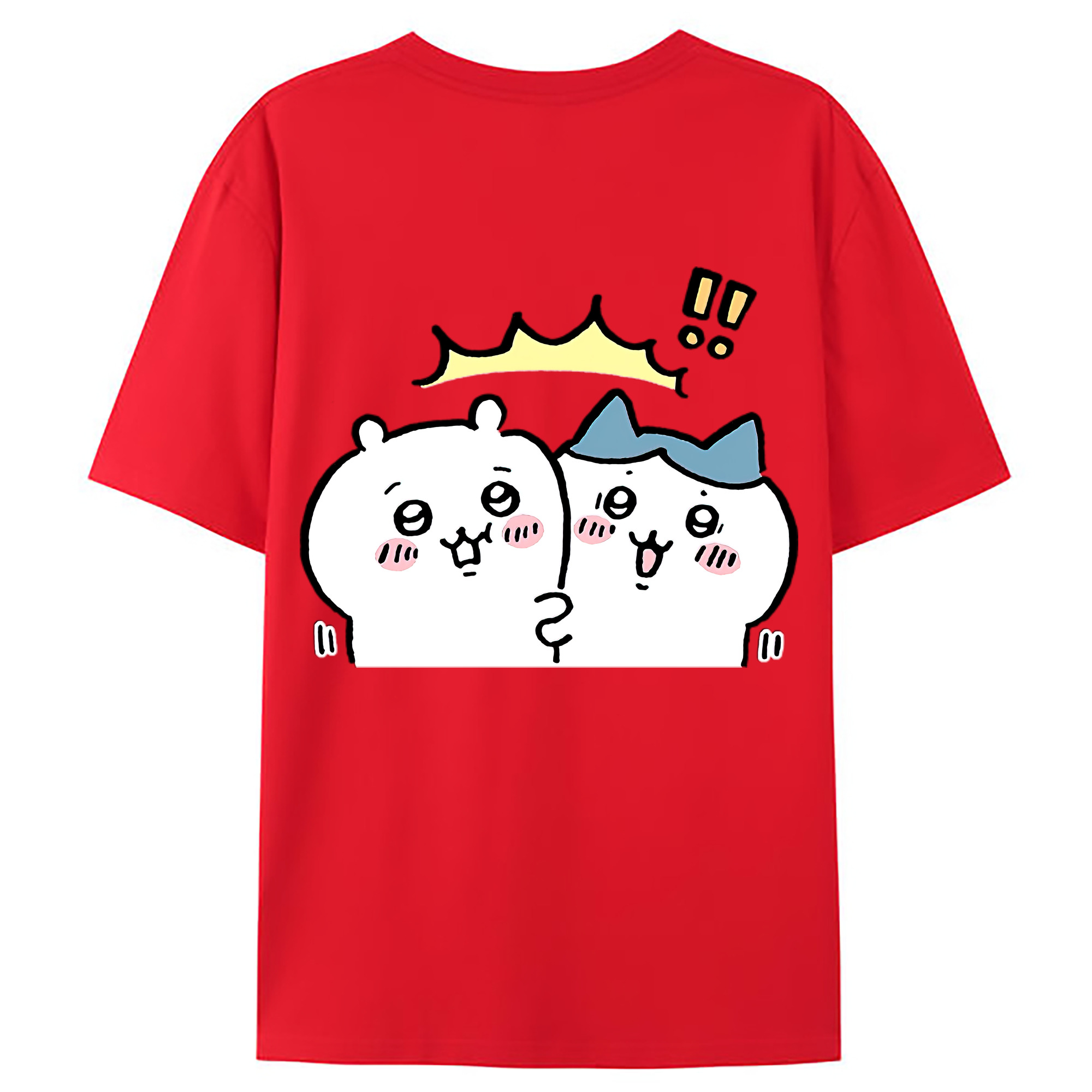 （画像用） ちいかわ ハチワレ Chii-kawa hachiware 綿100％ メンズ半袖Tシャツ（バックプリント） 通気性