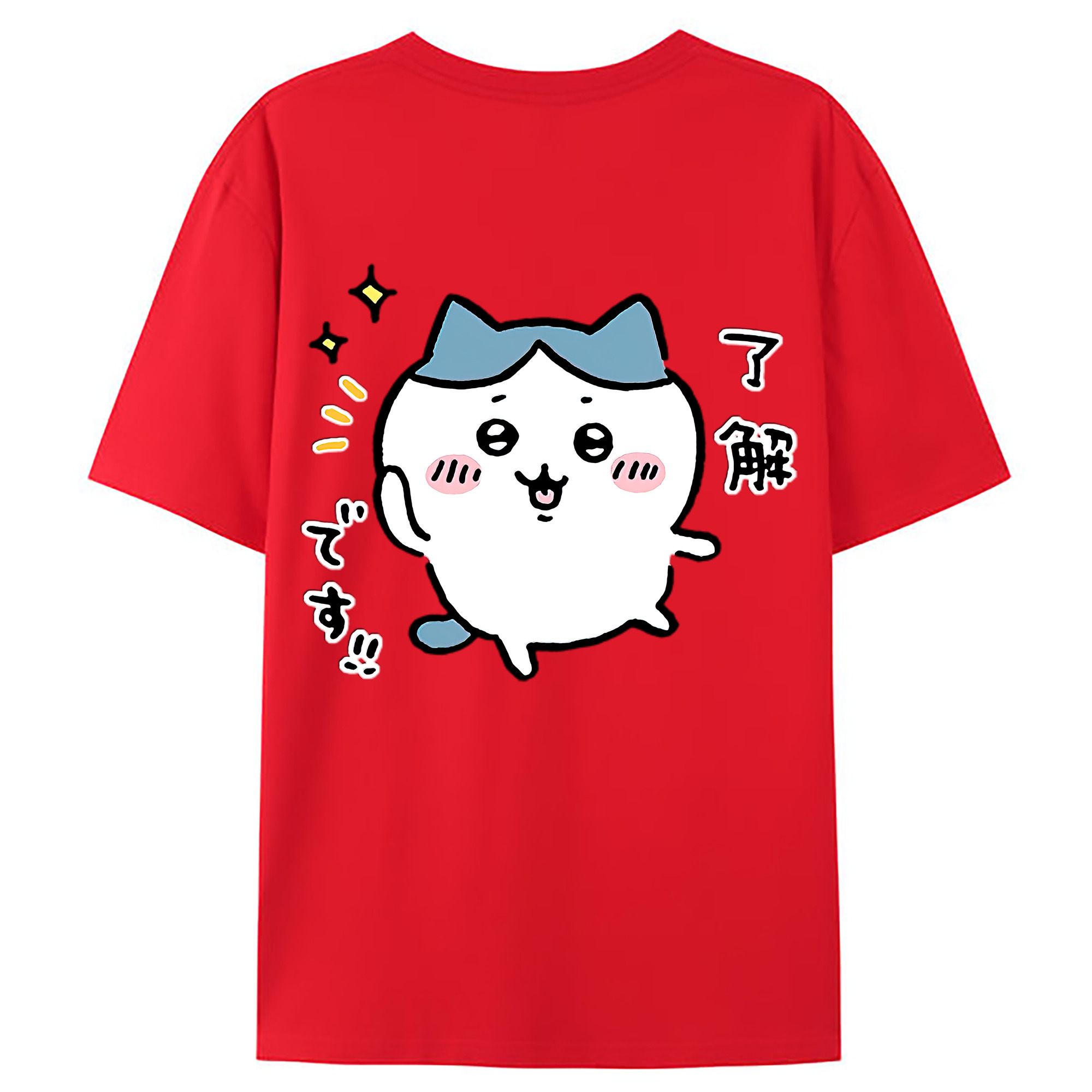（画像用） ちいかわ ハチワレ Chii-kawa hachiware 綿100％ メンズ半袖Tシャツ（バックプリント） 通気性