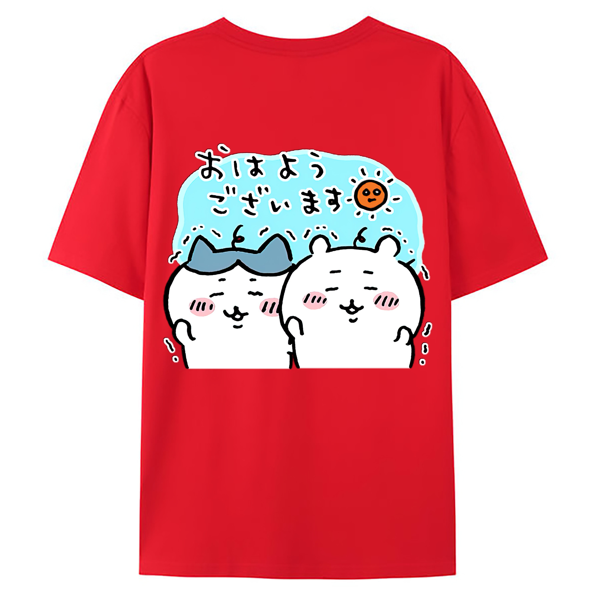 （画像用） ちいかわ ハチワレ Chii-kawa hachiware 綿100％ メンズ半袖Tシャツ（バックプリント） 通気性