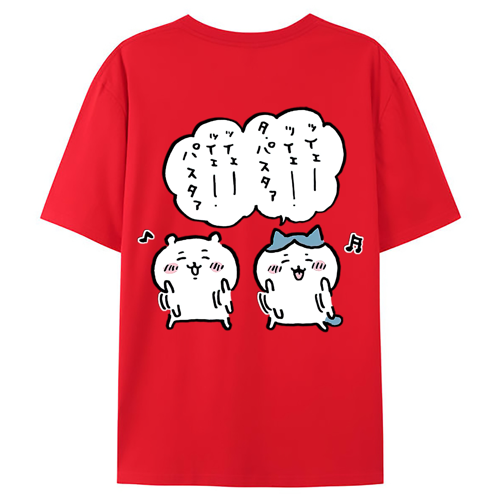 （画像用） ちいかわ ハチワレ Chii-kawa hachiware 綿100％ メンズ半袖Tシャツ（バックプリント） 通気性