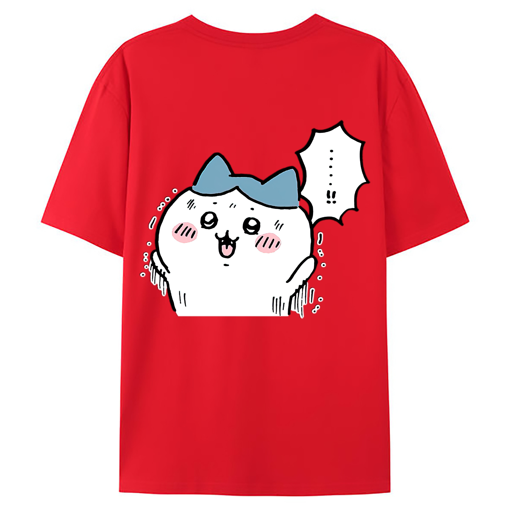 （画像用） ちいかわ ハチワレ Chii-kawa hachiware 綿100％ メンズ半袖Tシャツ（バックプリント） 通気性
