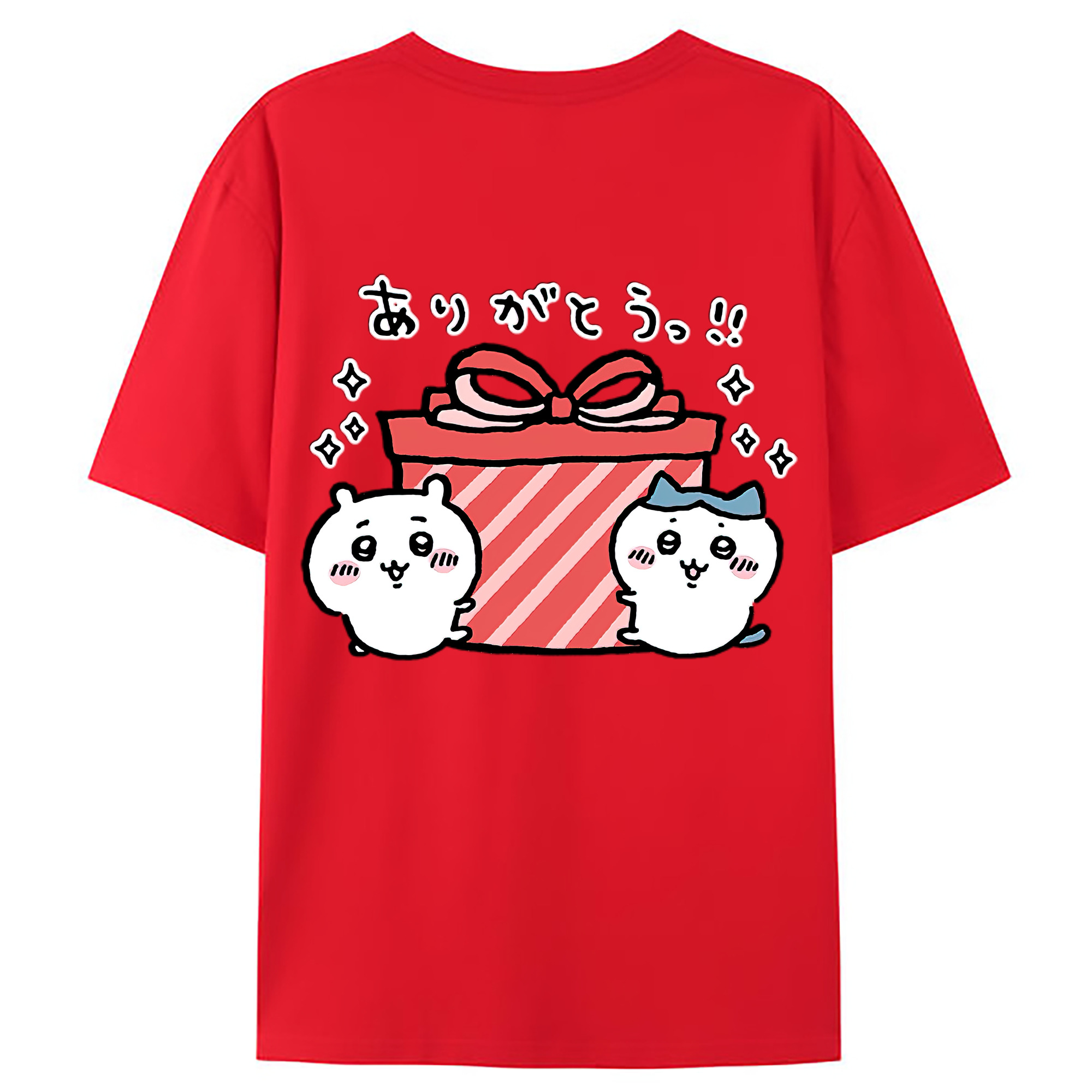 （画像用） ちいかわ ハチワレ Chii-kawa hachiware 綿100％ メンズ半袖Tシャツ（バックプリント） 通気性