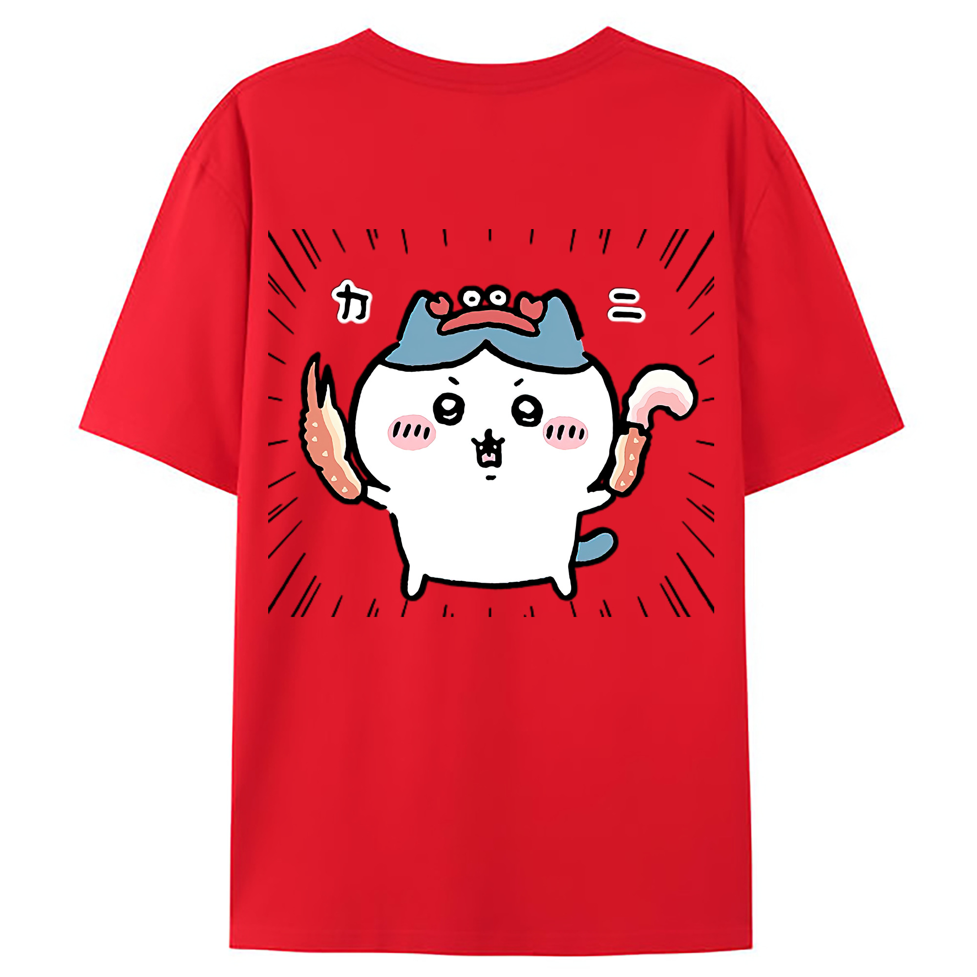 （画像用） ちいかわ ハチワレ Chii-kawa hachiware 綿100％ メンズ半袖Tシャツ（バックプリント） 通気性