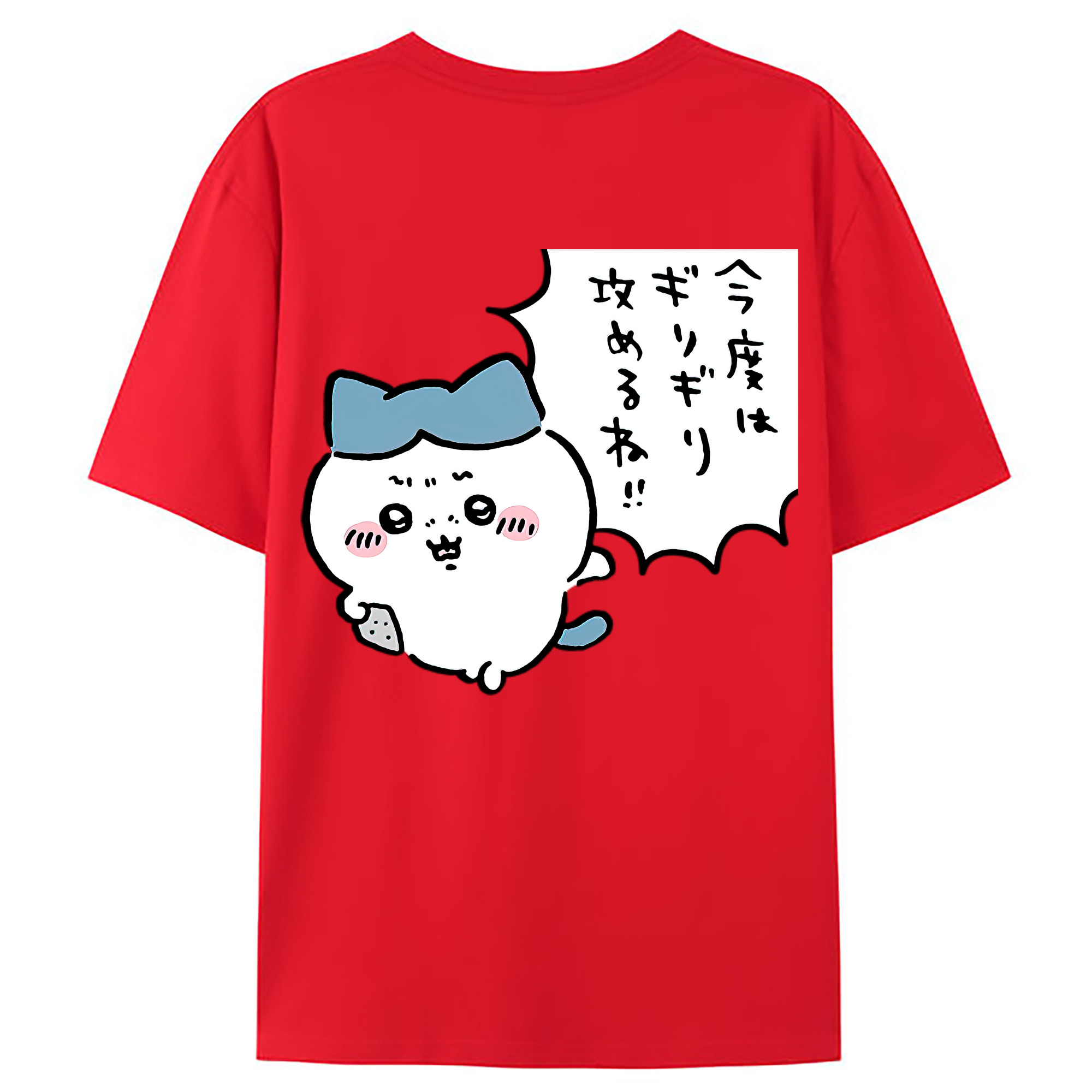 （画像用） ちいかわ ハチワレ Chii-kawa hachiware 綿100％ メンズ半袖Tシャツ（バックプリント） 通気性