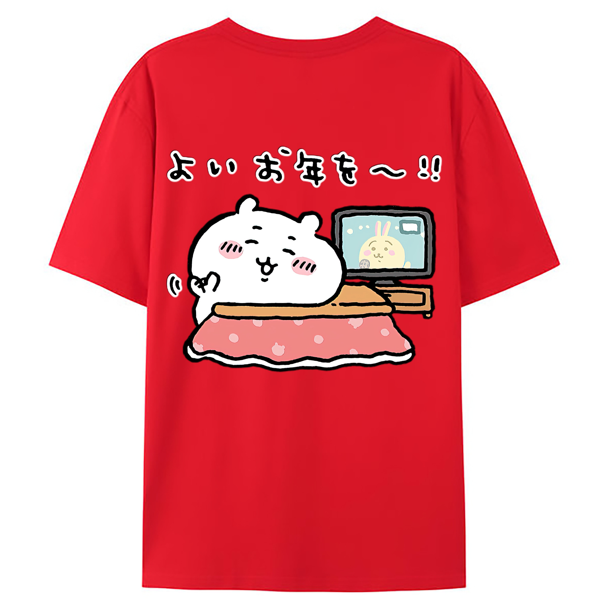 （画像用） ちいかわ ちいかわ Chii-kawa chiikawa 綿100％ メンズ半袖Tシャツ（バックプリント） 通気性