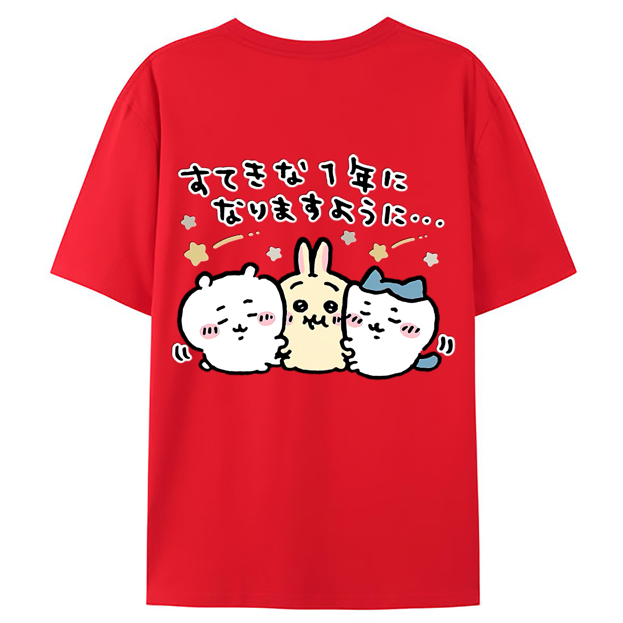 （画像用） ちいかわ ちいかわ Chii-kawa chiikawa 綿100％ メンズ半袖Tシャツ（バックプリント） 通気性