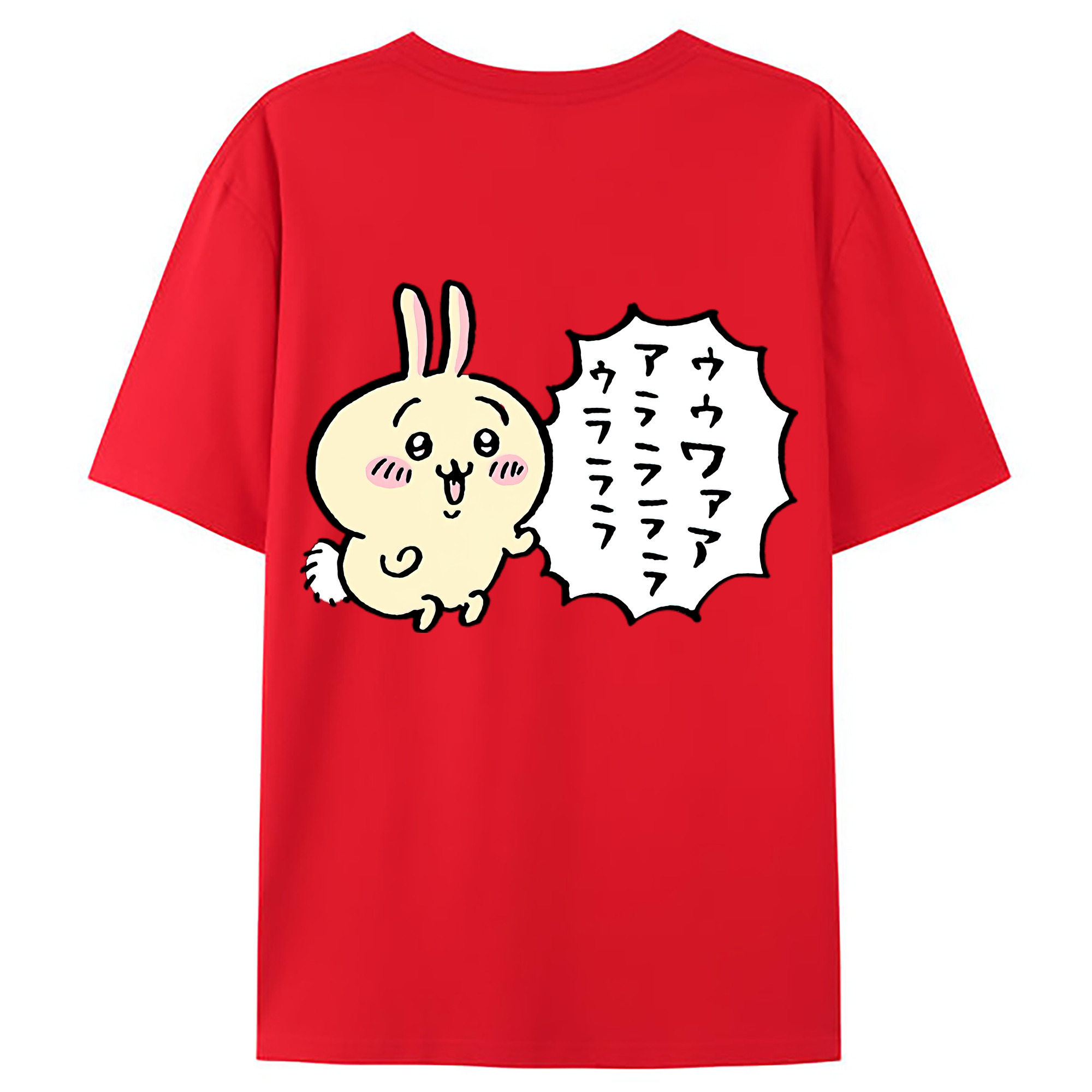 （画像用） ちいかわ うさぎ Chii-kawa usagi 綿100％ メンズ半袖Tシャツ（バックプリント） 通気性