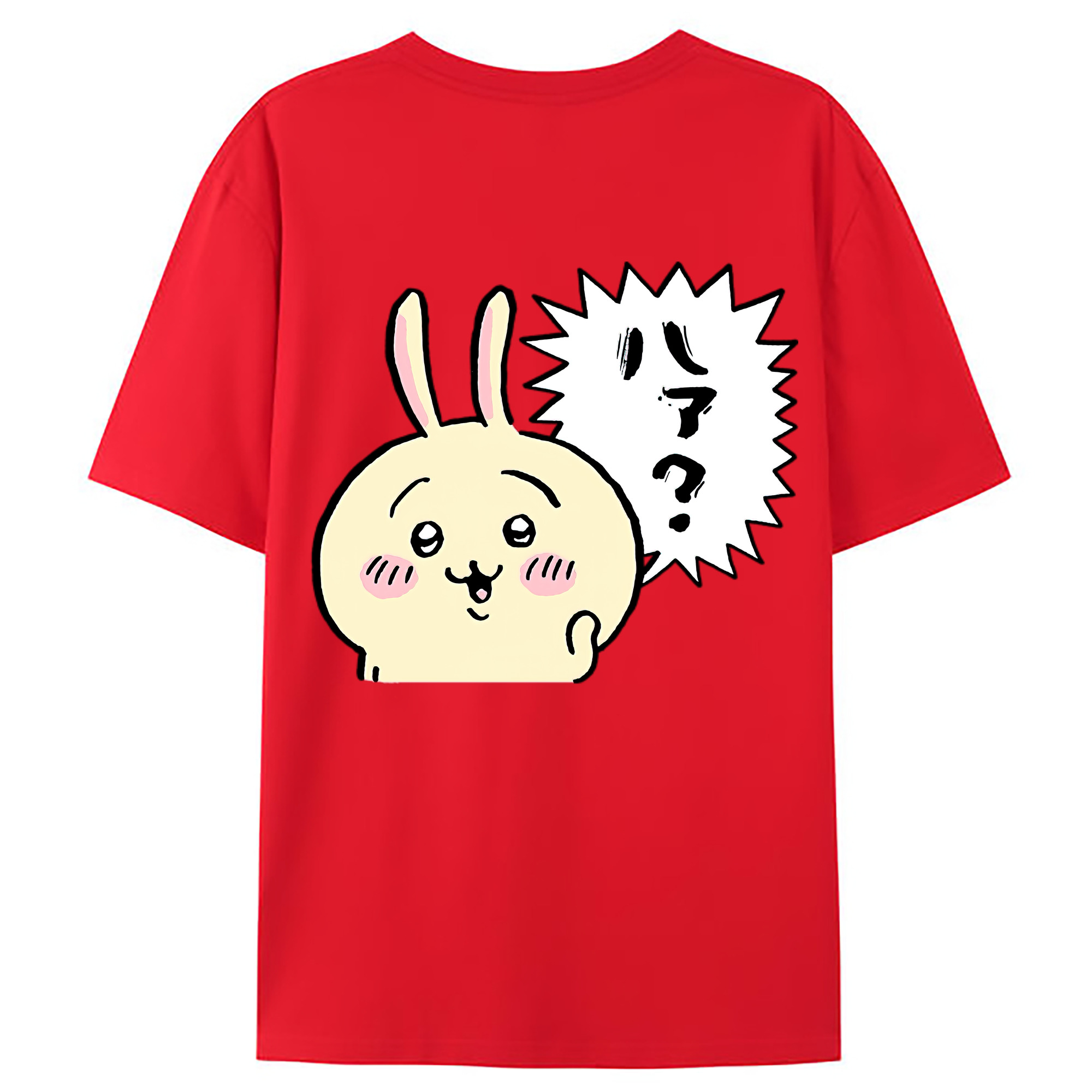 （画像用） ちいかわ うさぎ Chii-kawa usagi 綿100％ メンズ半袖Tシャツ（バックプリント） 通気性
