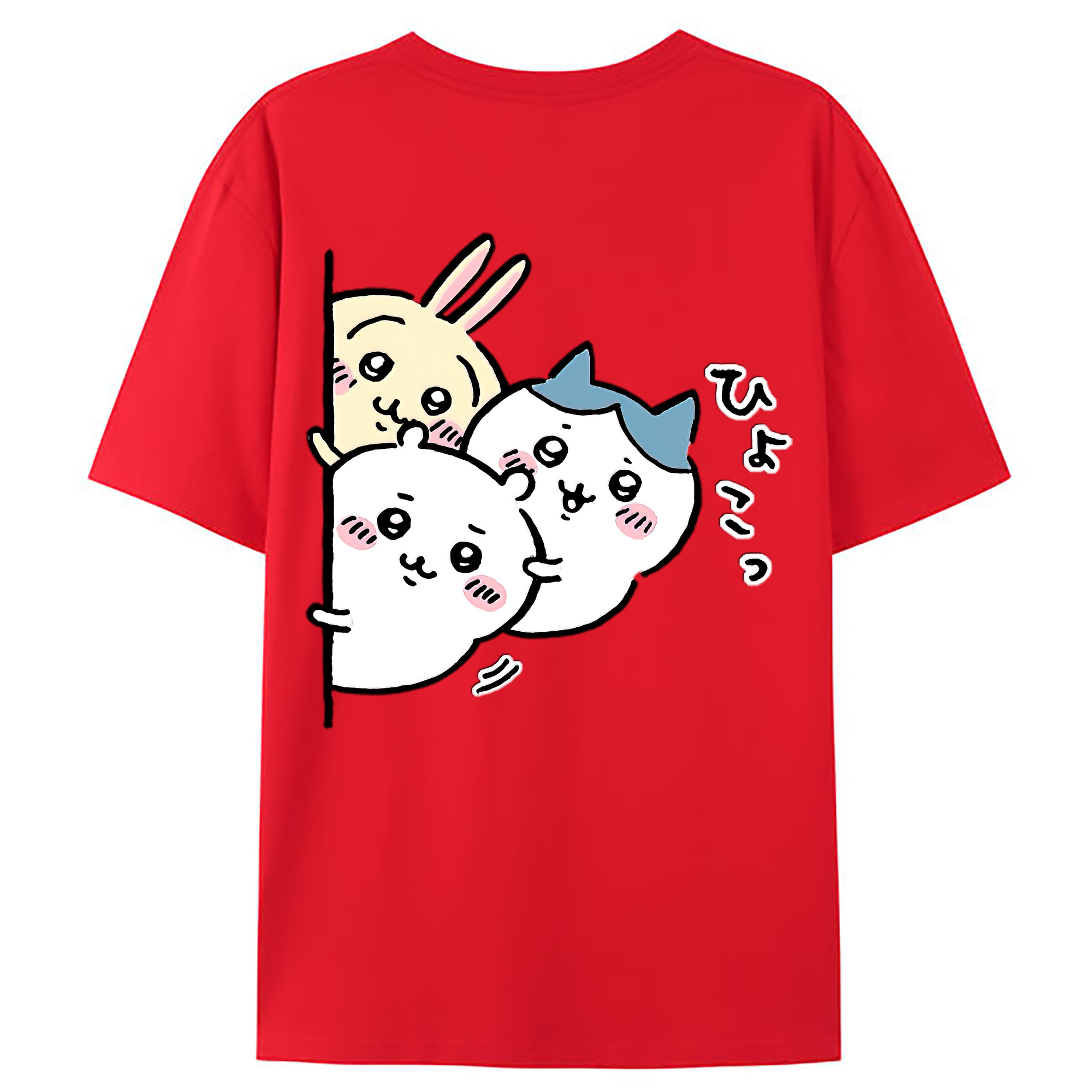 （画像用） ちいかわ うさぎ Chii-kawa usagi 綿100％ メンズ半袖Tシャツ（バックプリント） 通気性