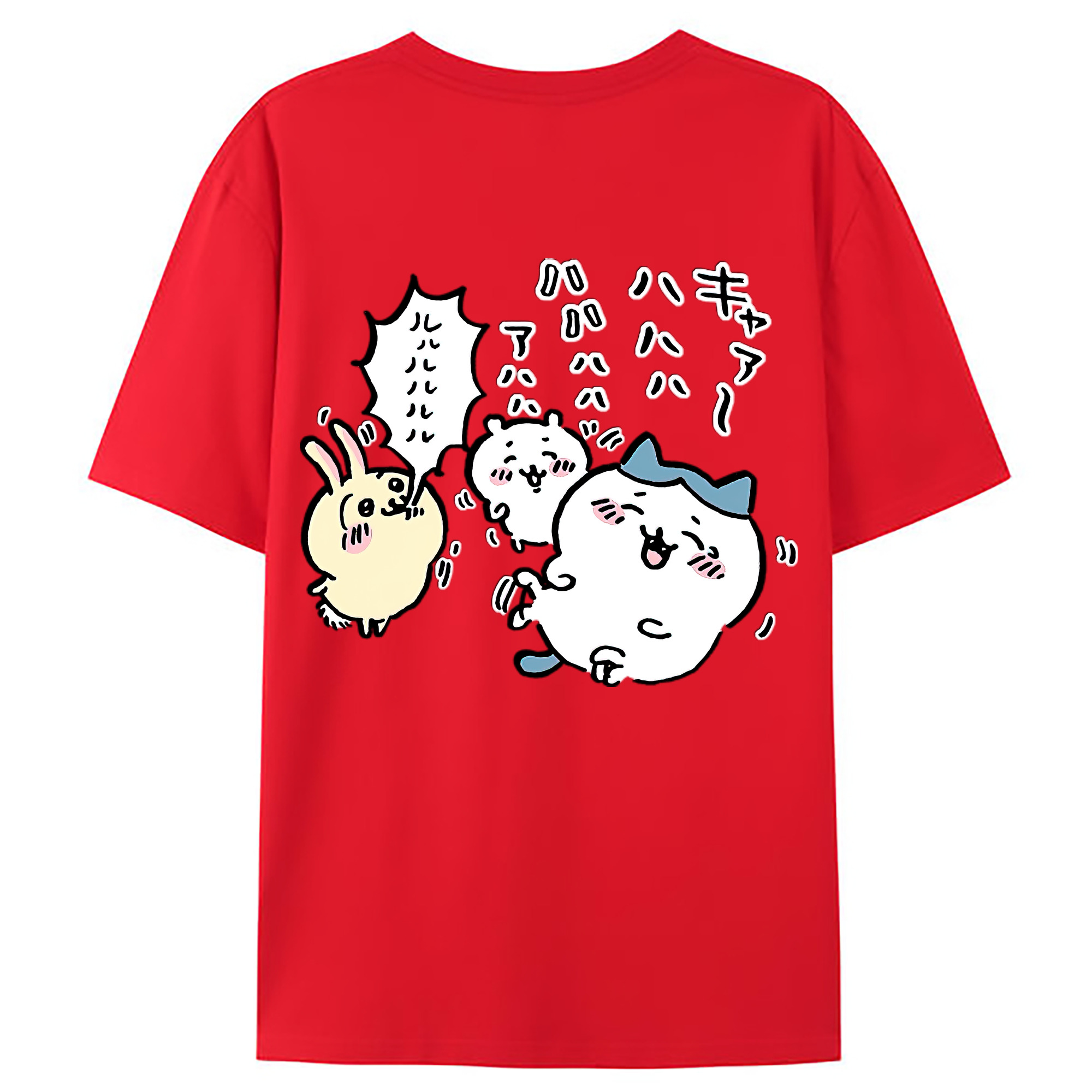 （画像用） ちいかわ うさぎ Chii-kawa usagi 綿100％ メンズ半袖Tシャツ（バックプリント） 通気性
