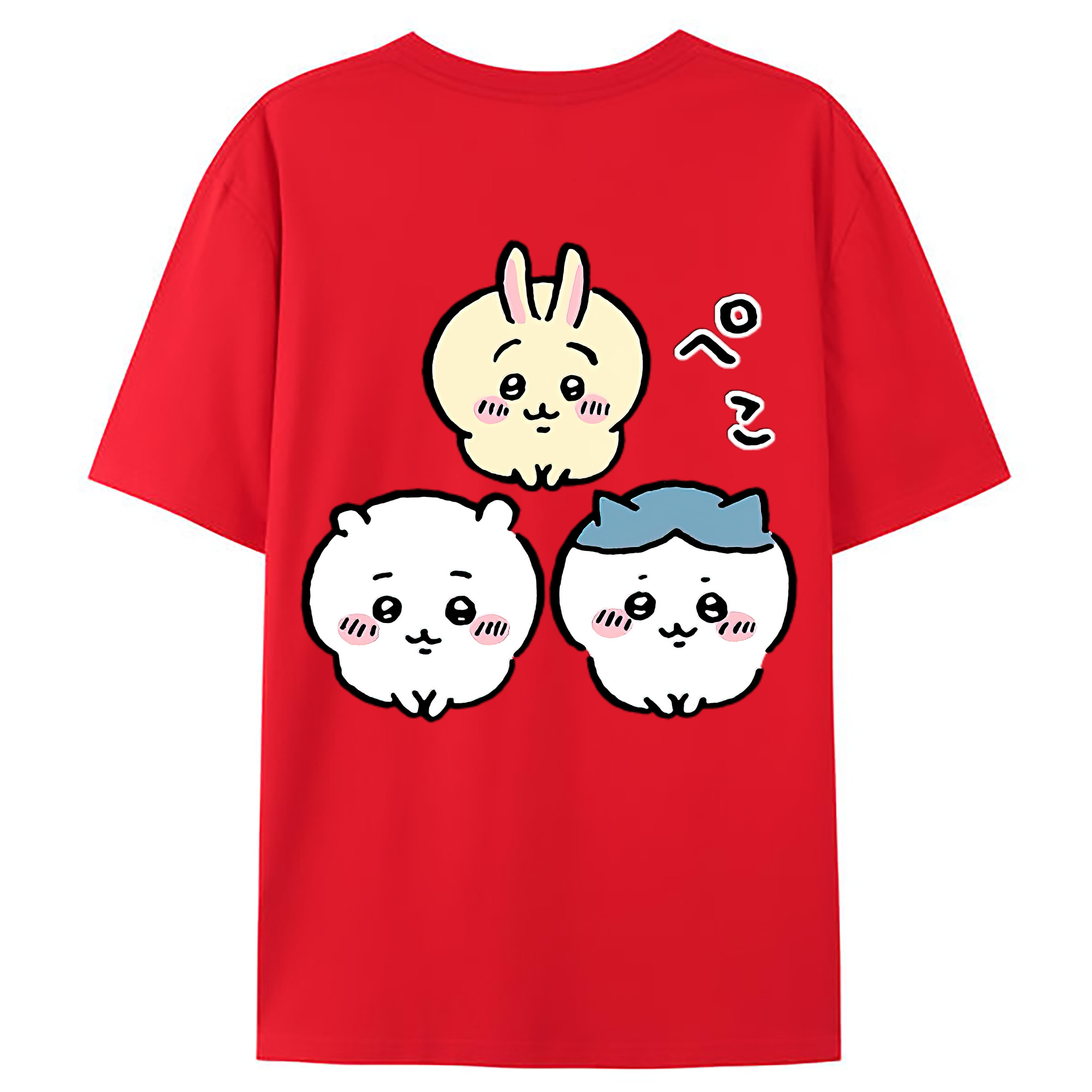 （画像用） ちいかわ うさぎ Chii-kawa usagi 綿100％ メンズ半袖Tシャツ（バックプリント） 通気性