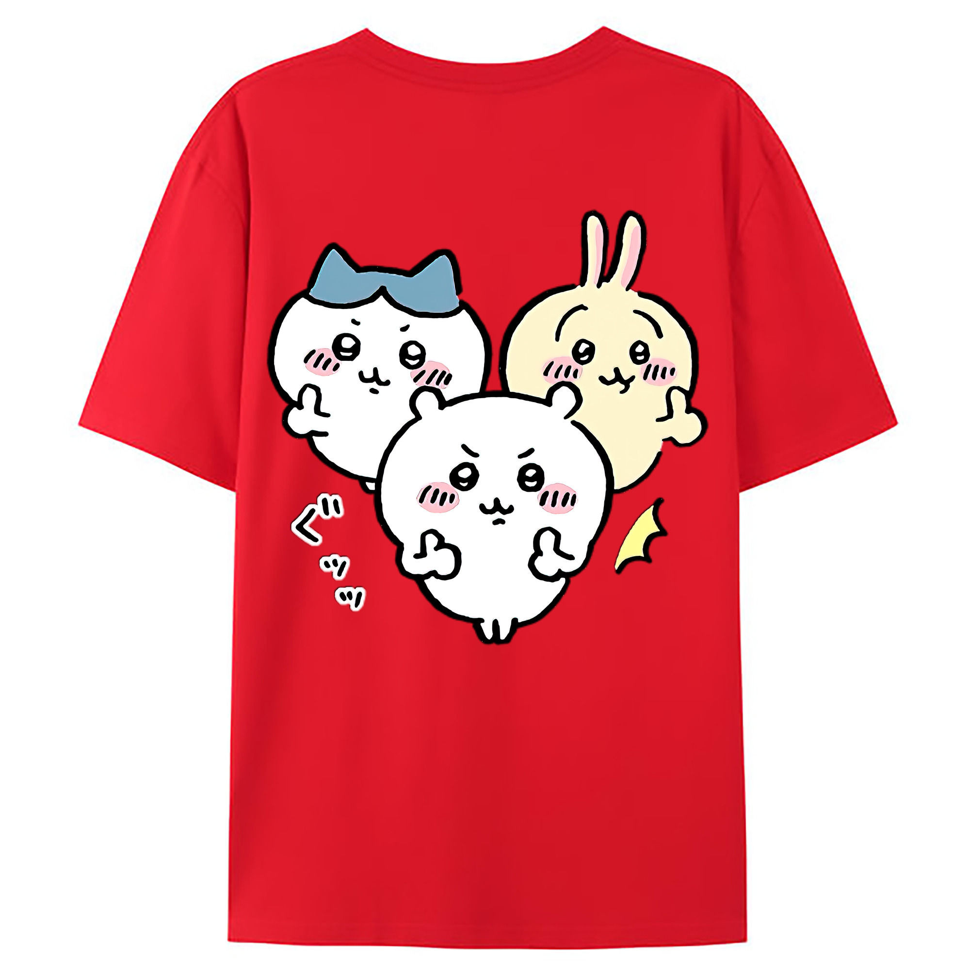 （画像用） ちいかわ うさぎ Chii-kawa usagi 綿100％ メンズ半袖Tシャツ（バックプリント） 通気性