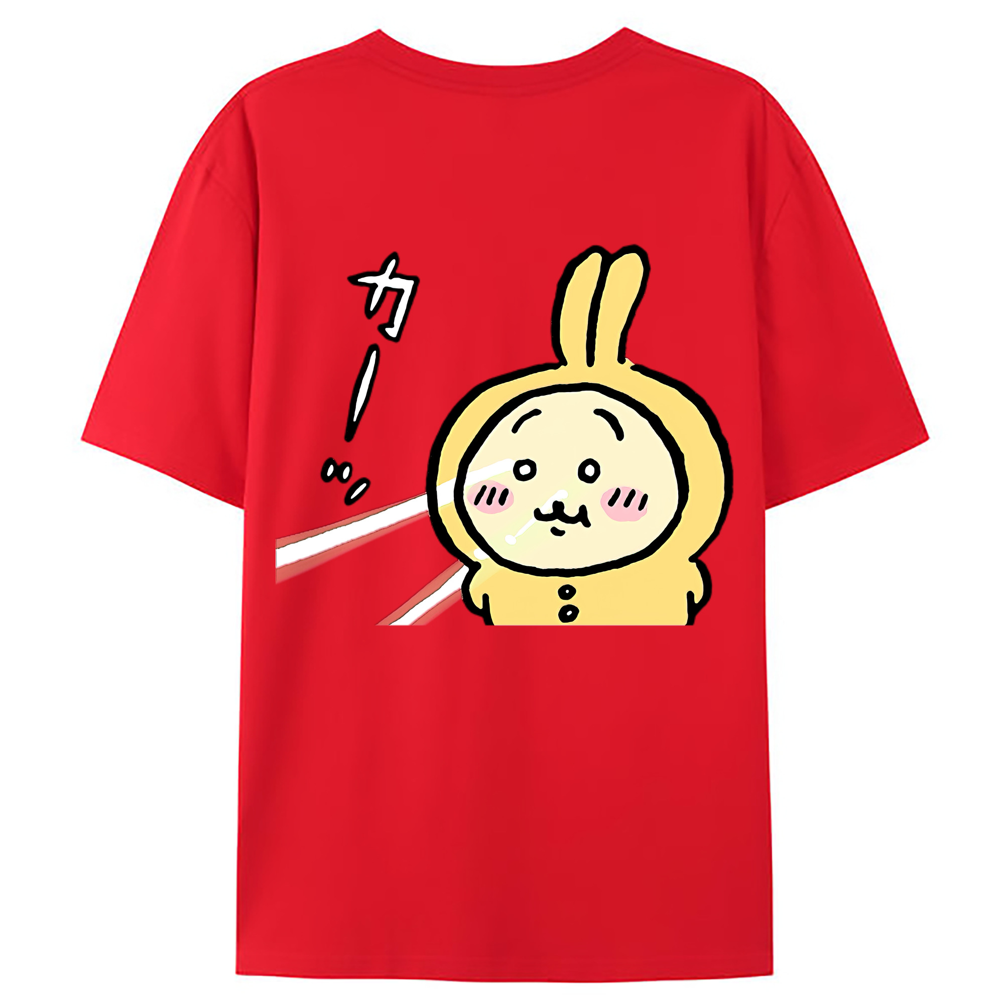 （画像用） ちいかわ うさぎ Chii-kawa usagi 綿100％ メンズ半袖Tシャツ（バックプリント） 通気性