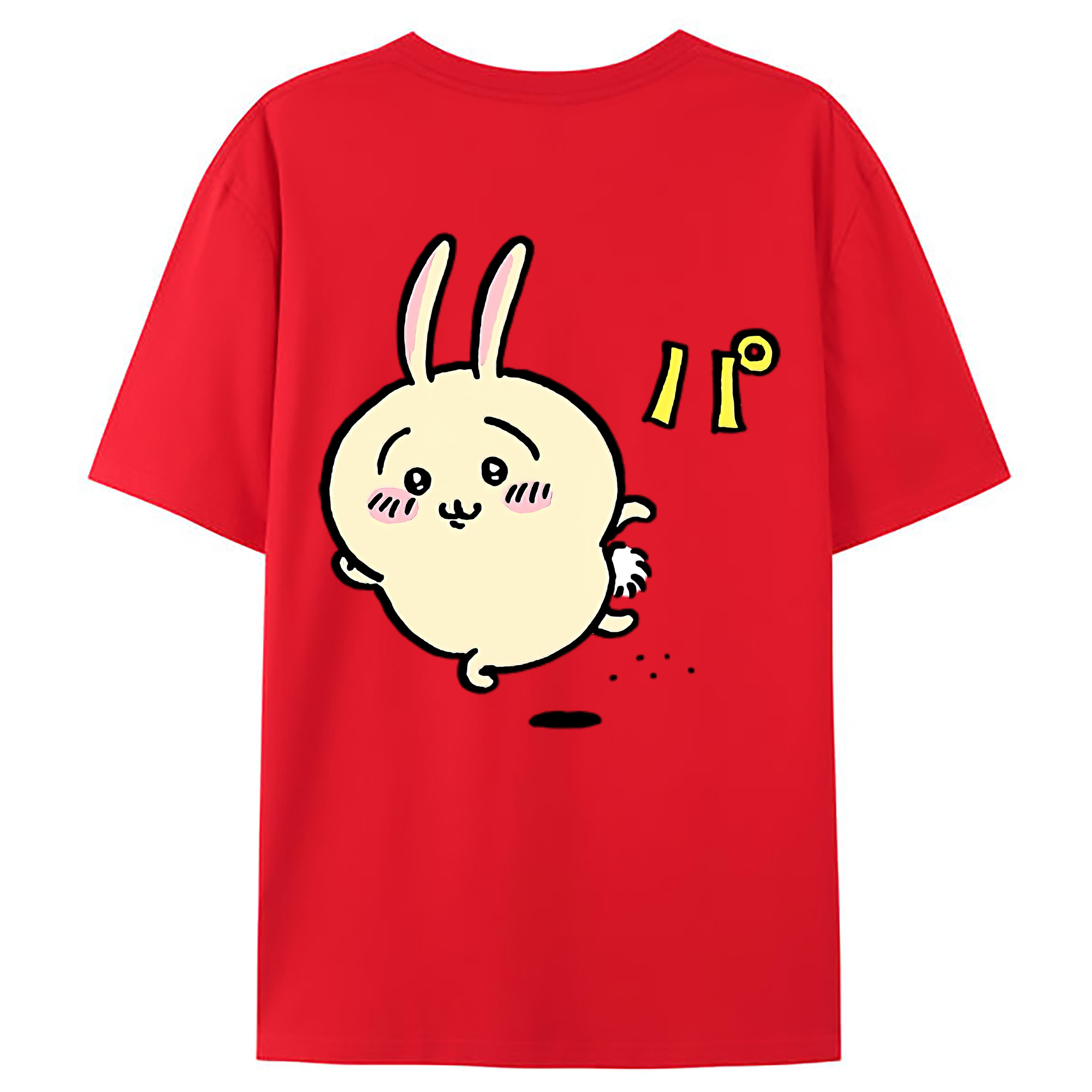 （画像用） ちいかわ うさぎ Chii-kawa usagi 綿100％ メンズ半袖Tシャツ（バックプリント） 通気性