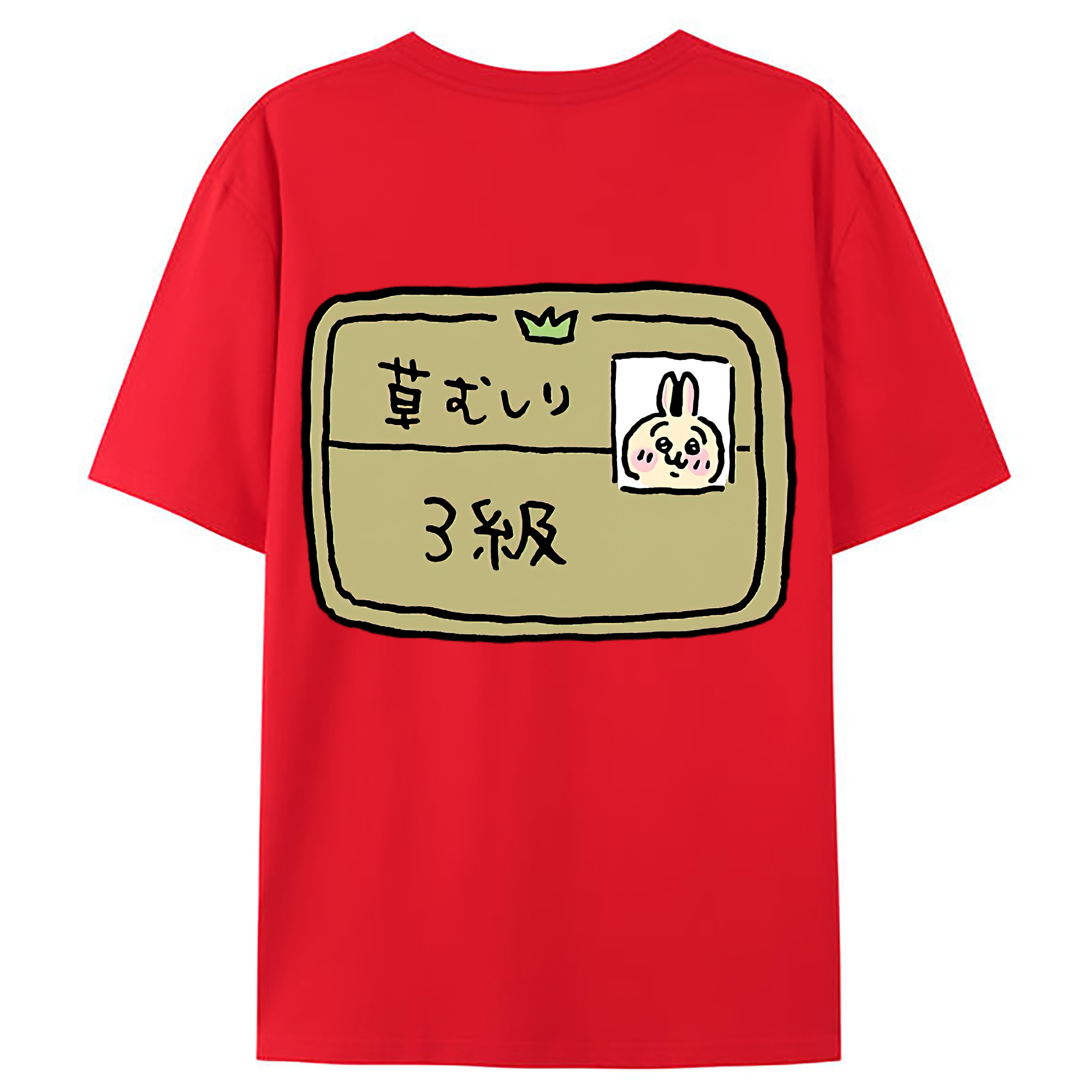（画像用） ちいかわ うさぎ Chii-kawa usagi 綿100％ メンズ半袖Tシャツ（バックプリント） 通気性