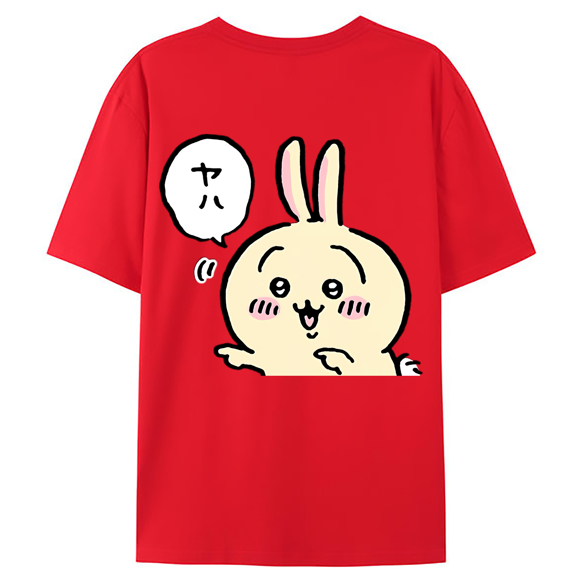 （画像用） ちいかわ うさぎ Chii-kawa usagi 綿100％ メンズ半袖Tシャツ（バックプリント） 通気性