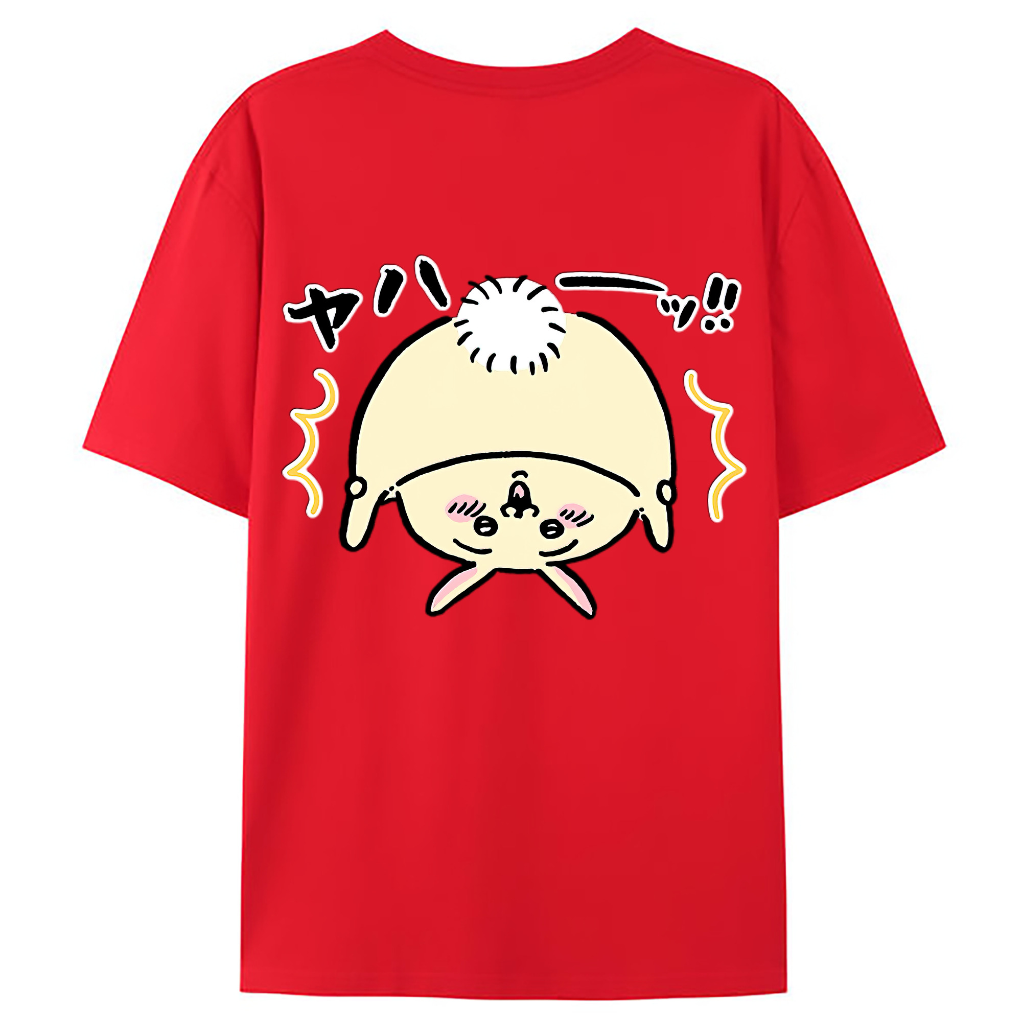 （画像用） ちいかわ うさぎ Chii-kawa usagi 綿100％ メンズ半袖Tシャツ（バックプリント） 通気性
