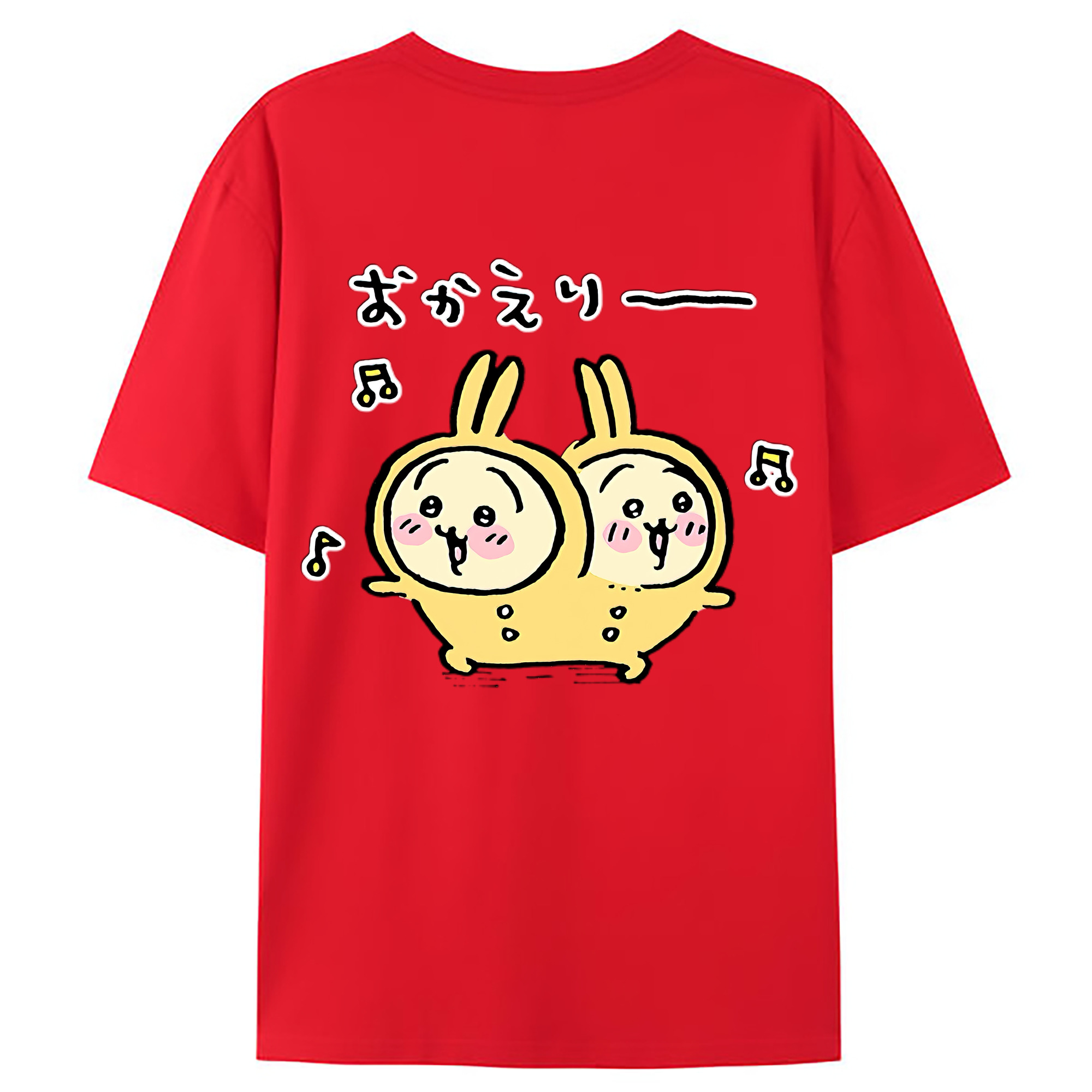 （画像用） ちいかわ うさぎ Chii-kawa usagi 綿100％ メンズ半袖Tシャツ（バックプリント） 通気性